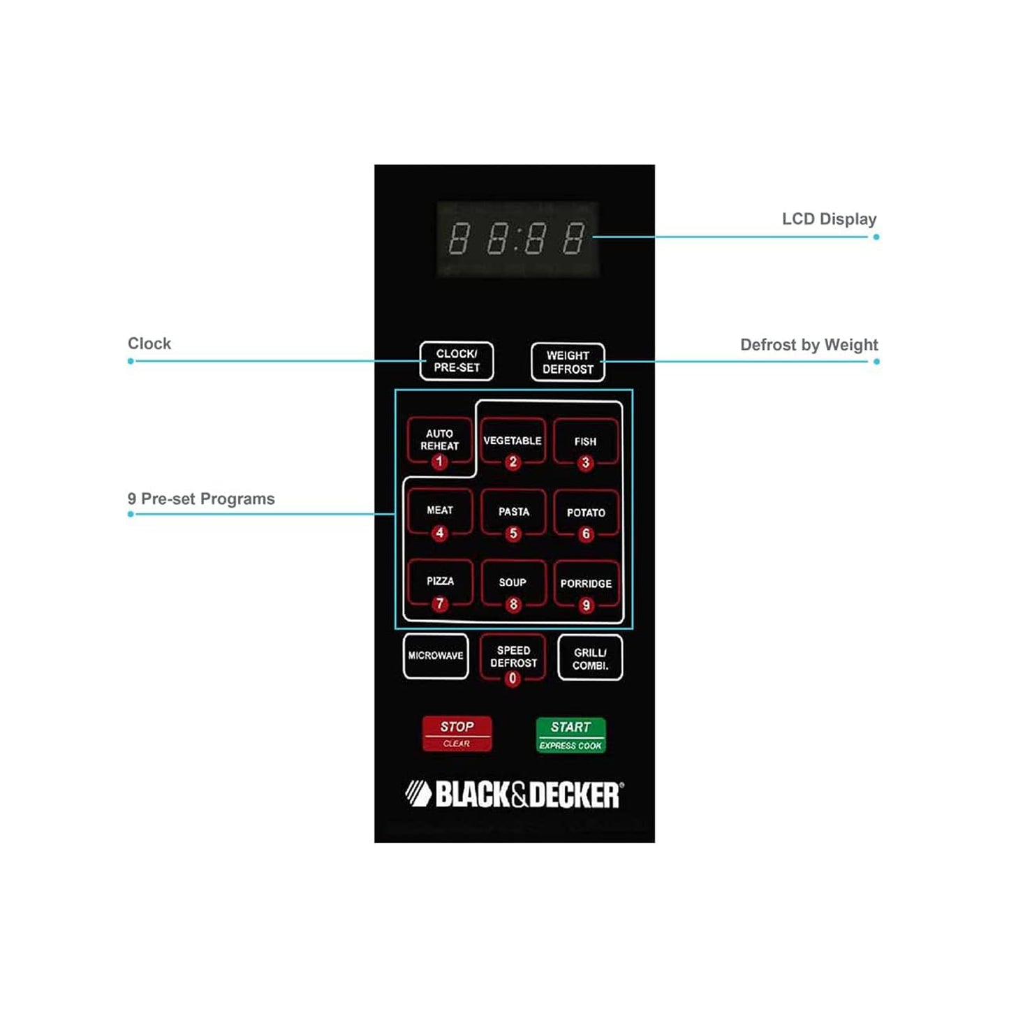 Black+Decker 30L Microwave Oven, MZ3000PG-B5