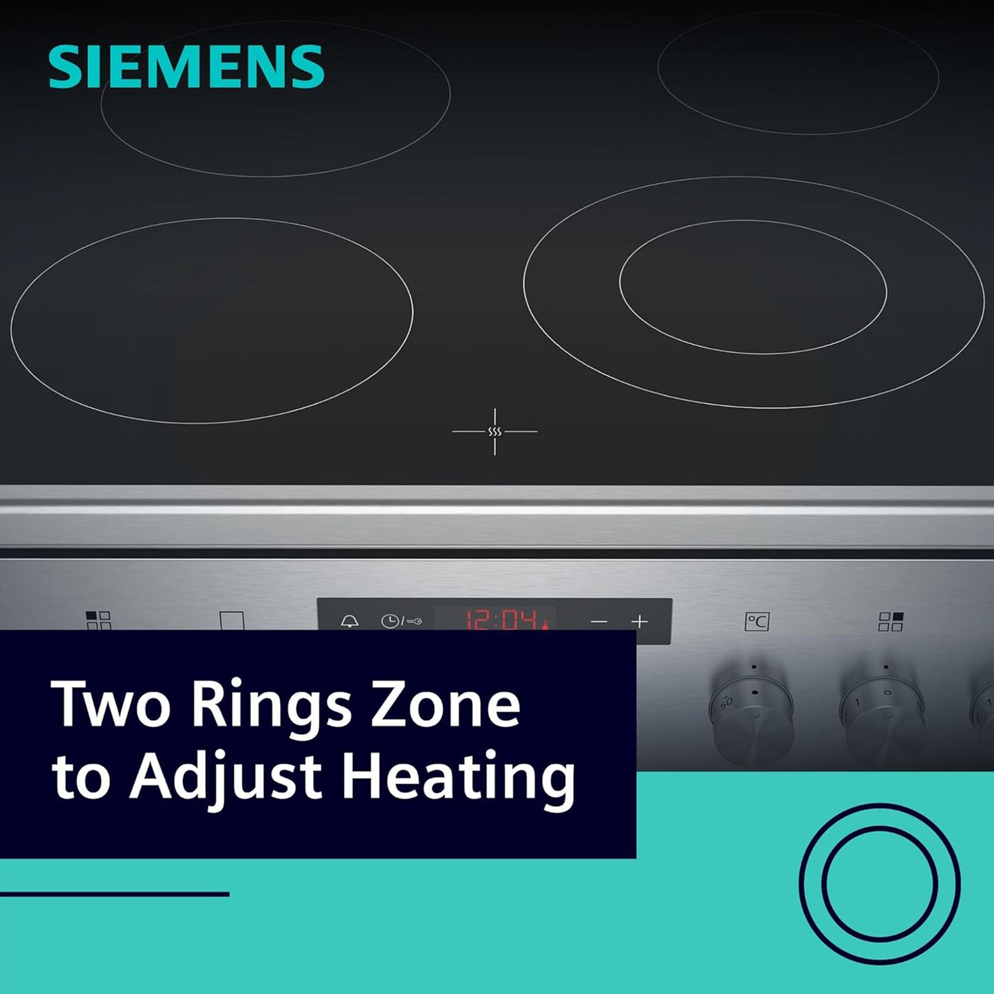 Siemens 60X60 Cm 4 Burner Electric Cooking Range, HK8Q3A150-23