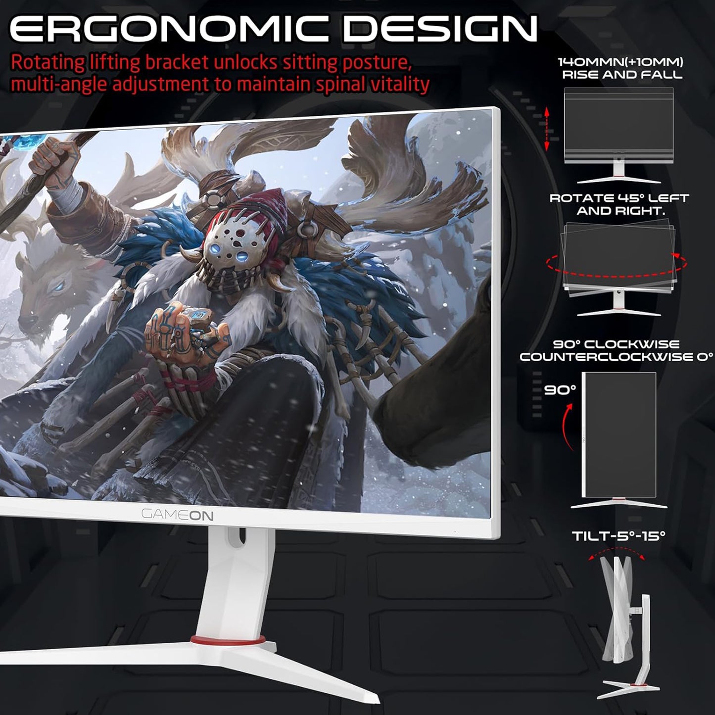 Gameon Arctic Pro Series 24 inch FHD Gaming Monitor – 360Hz, GOA24FHD360IPS