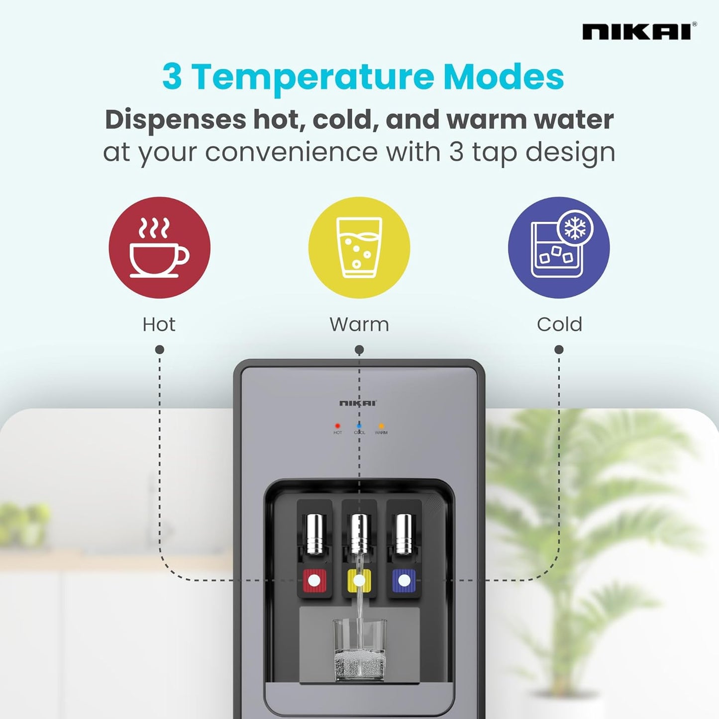 Nikai 3-Tap Water Dispenser with Hot, Cold & Normal Water, NWD999C