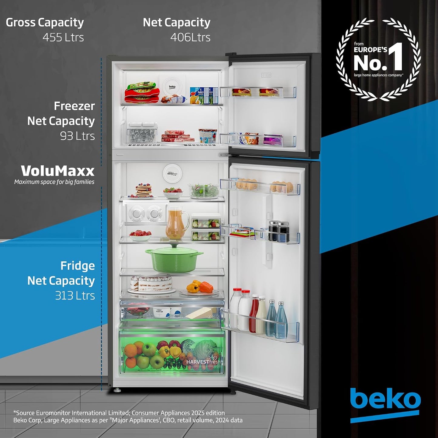 Beko 455L Top Mount Refrigerator, RDNG455DDI
