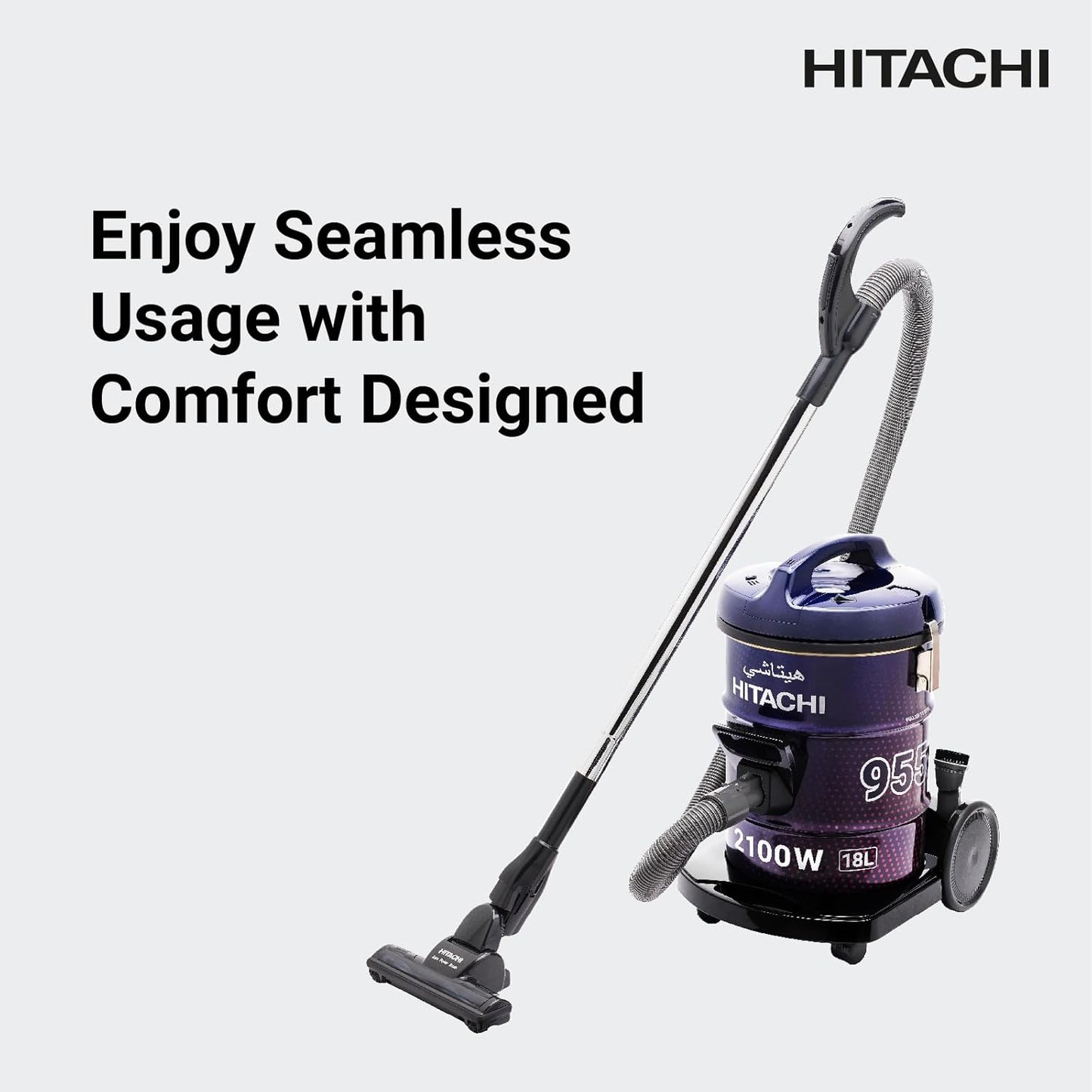 Hitachi 2100 Watts Drum Vacuum Cleaner, CV-955N