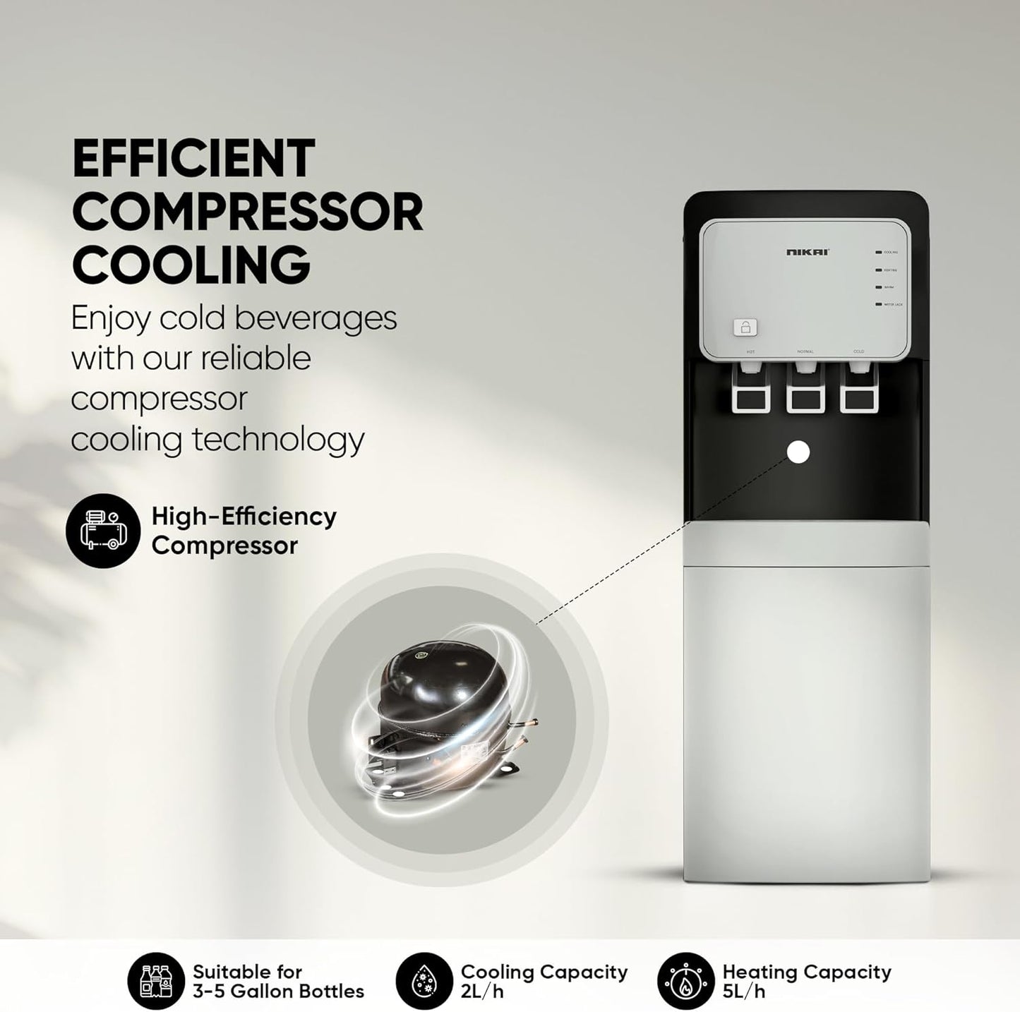 Nikai Bottom Loading Water Dispenser with Pump, NWD2000BL