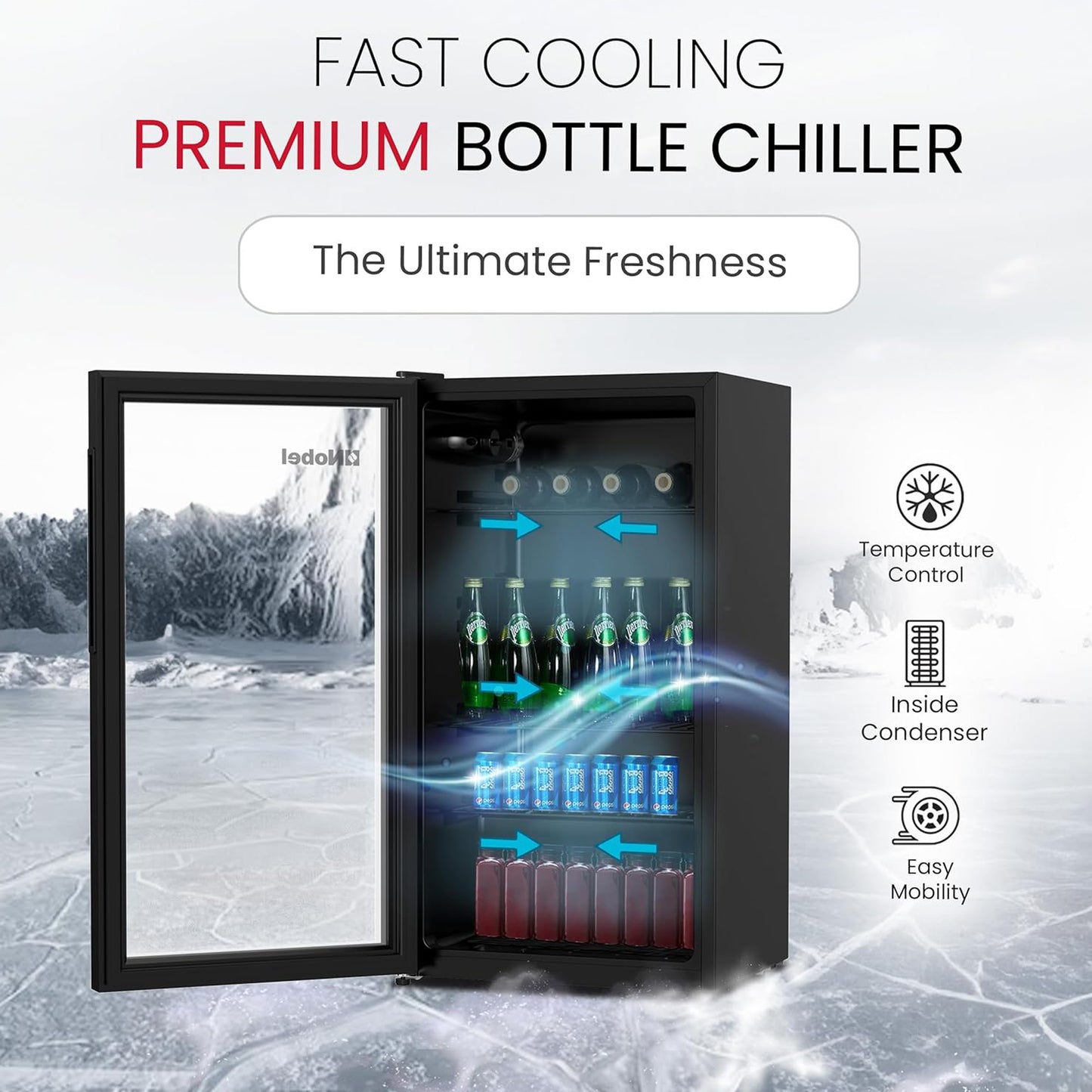 Nobel 125L Single Glass Door Chiller, NBC125RH