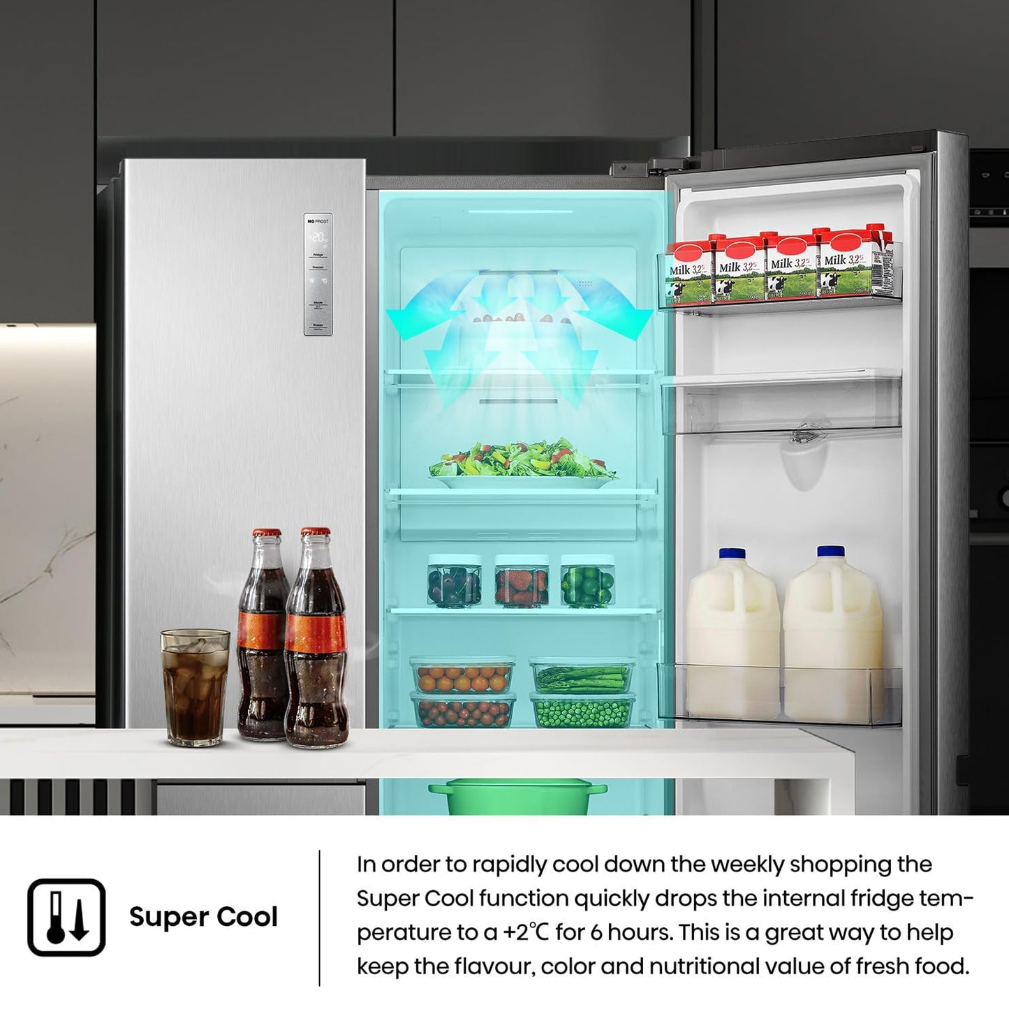 Hisense 869L Two Door Side by Side Refrigerator, RS3N668SMI3