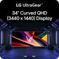 LG 34 inch Ultra Gear WQHD Curved Gaming Monitor, 34G600A-B