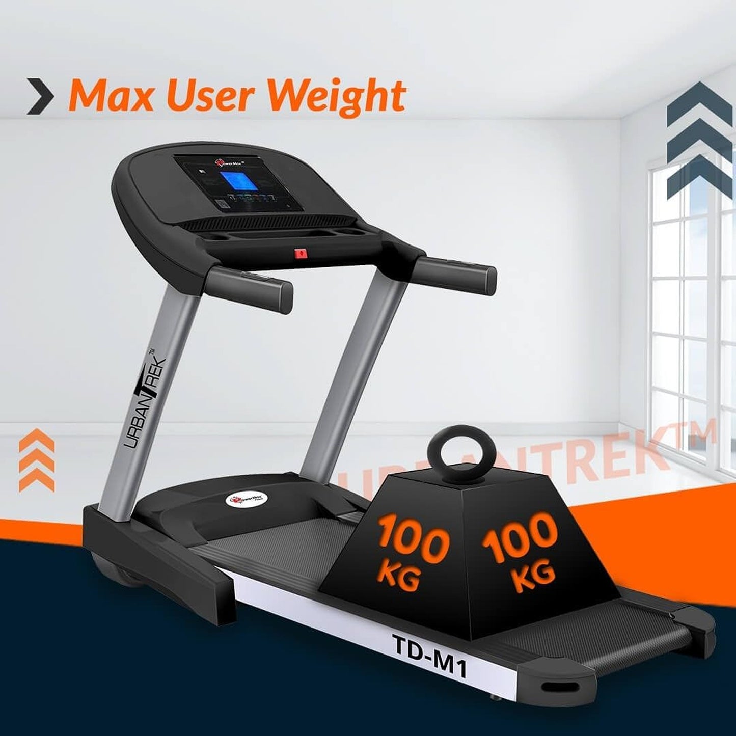 PowerMax 4HP Motorized Plug and Run Treadmill, TD-M1