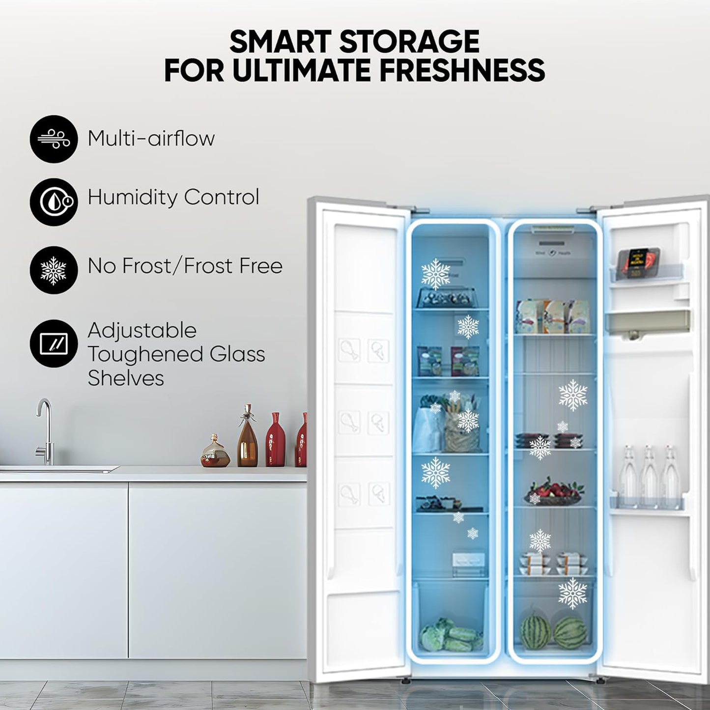 Nikai 750L Side by Side Refrigerator, NRF750SBSD5