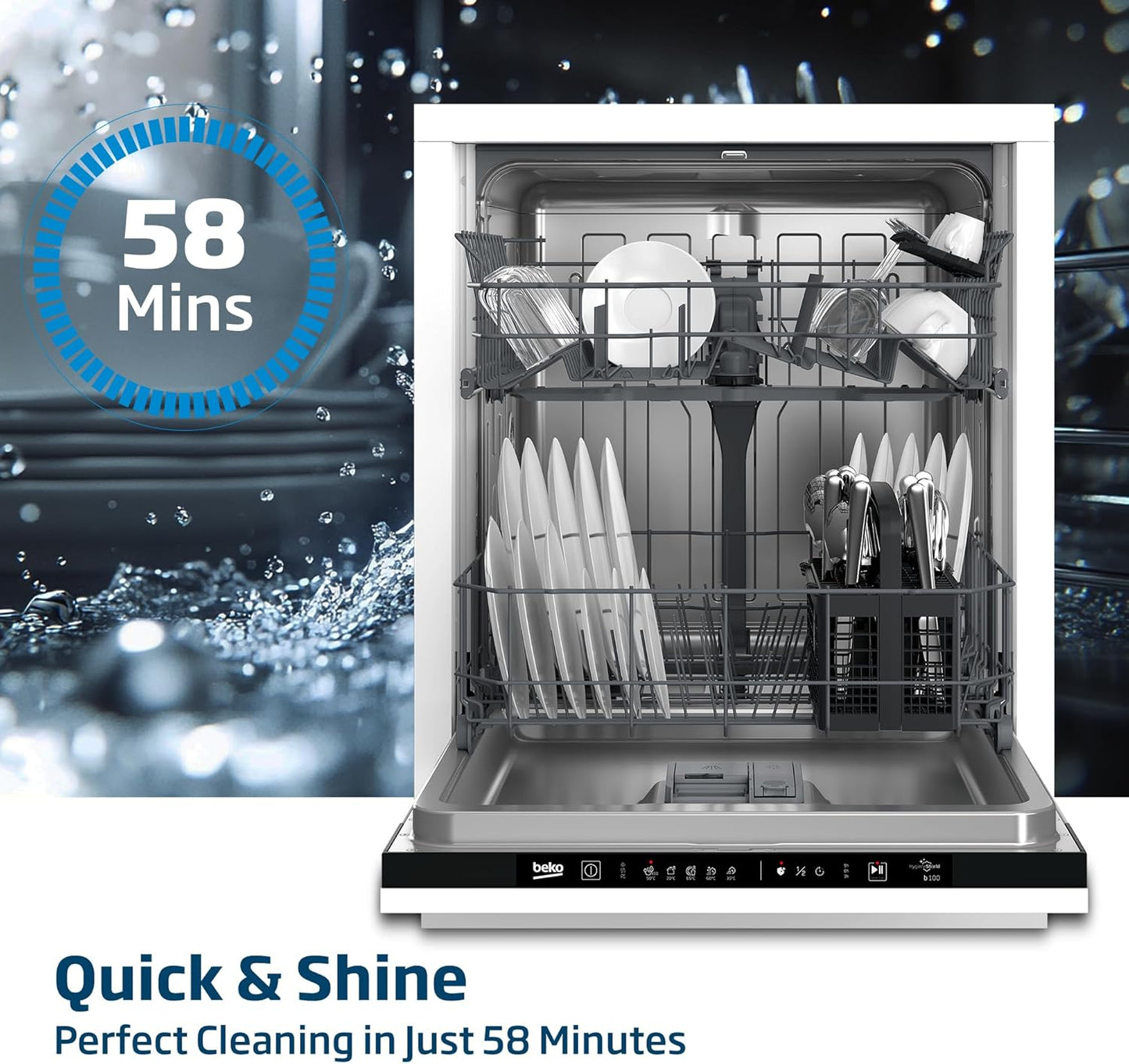 Beko 13 Place Fully Integrated Built-in Dishwasher, BDIN153E3