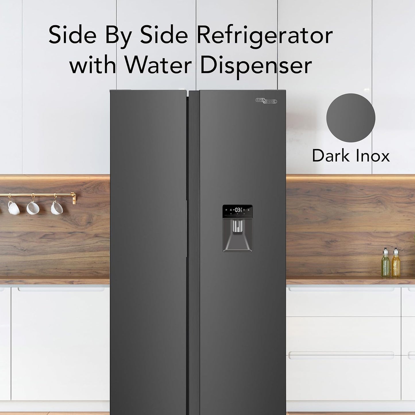 Super General 885L Side by Side Refrigerator, SGR885SBSAN