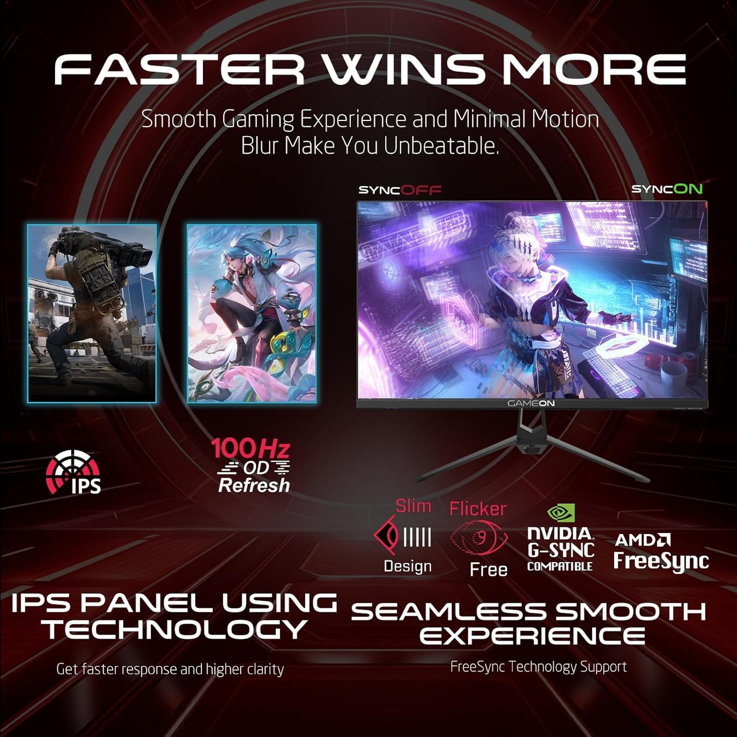 Gameon 22 inch FHD IPS Gaming Monitor - 100Hz, GOES22FHD100IPS