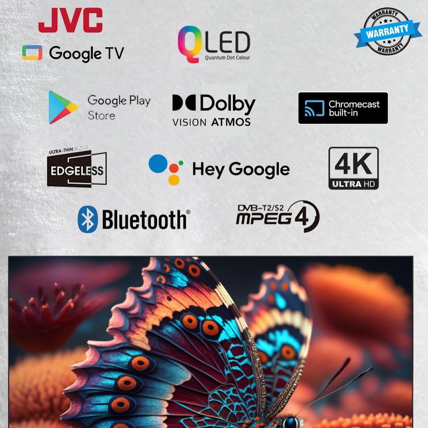 JVC 90 inch Edgeless Smart QLED TV - 4K, LT-90NQ7155