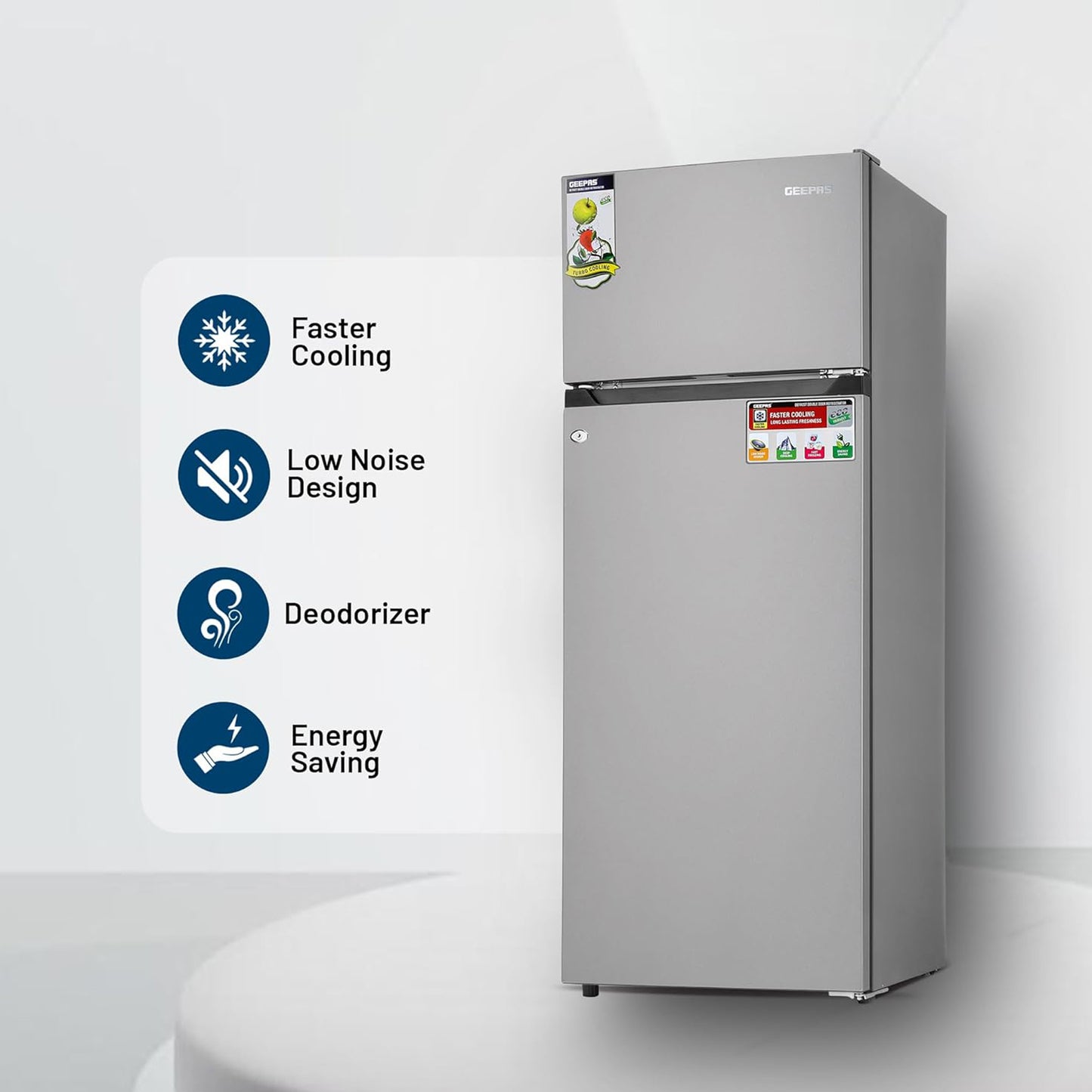 Geepas 240L Top Mount Refrigerator, GRF2400SXE