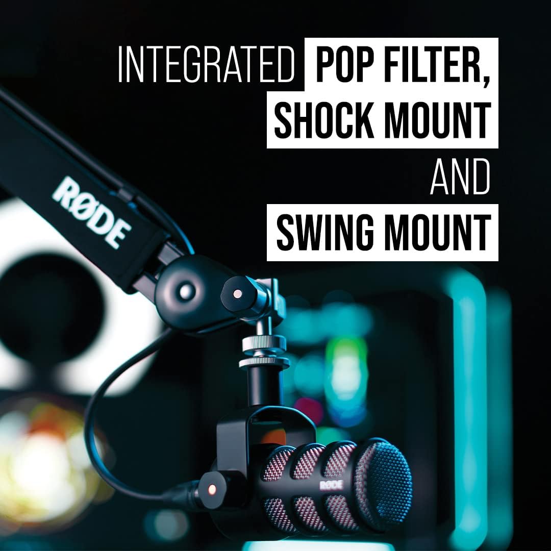 RØDE PodMic Broadcast-quality Dynamic Microphone with Integrated Swing Mount