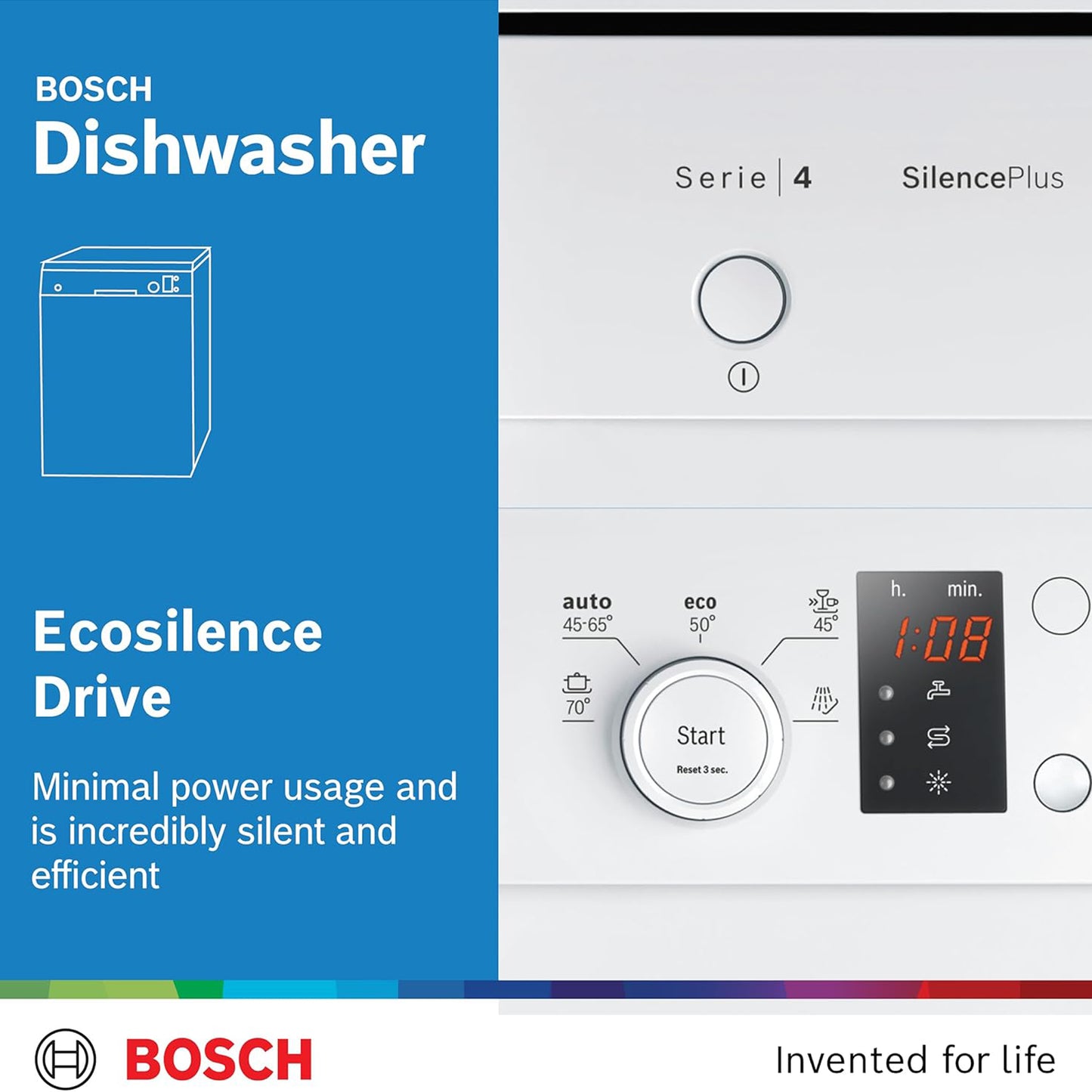 Bosch Series 4 12 Place Free Standing Dishwasher, SS50E92GC
