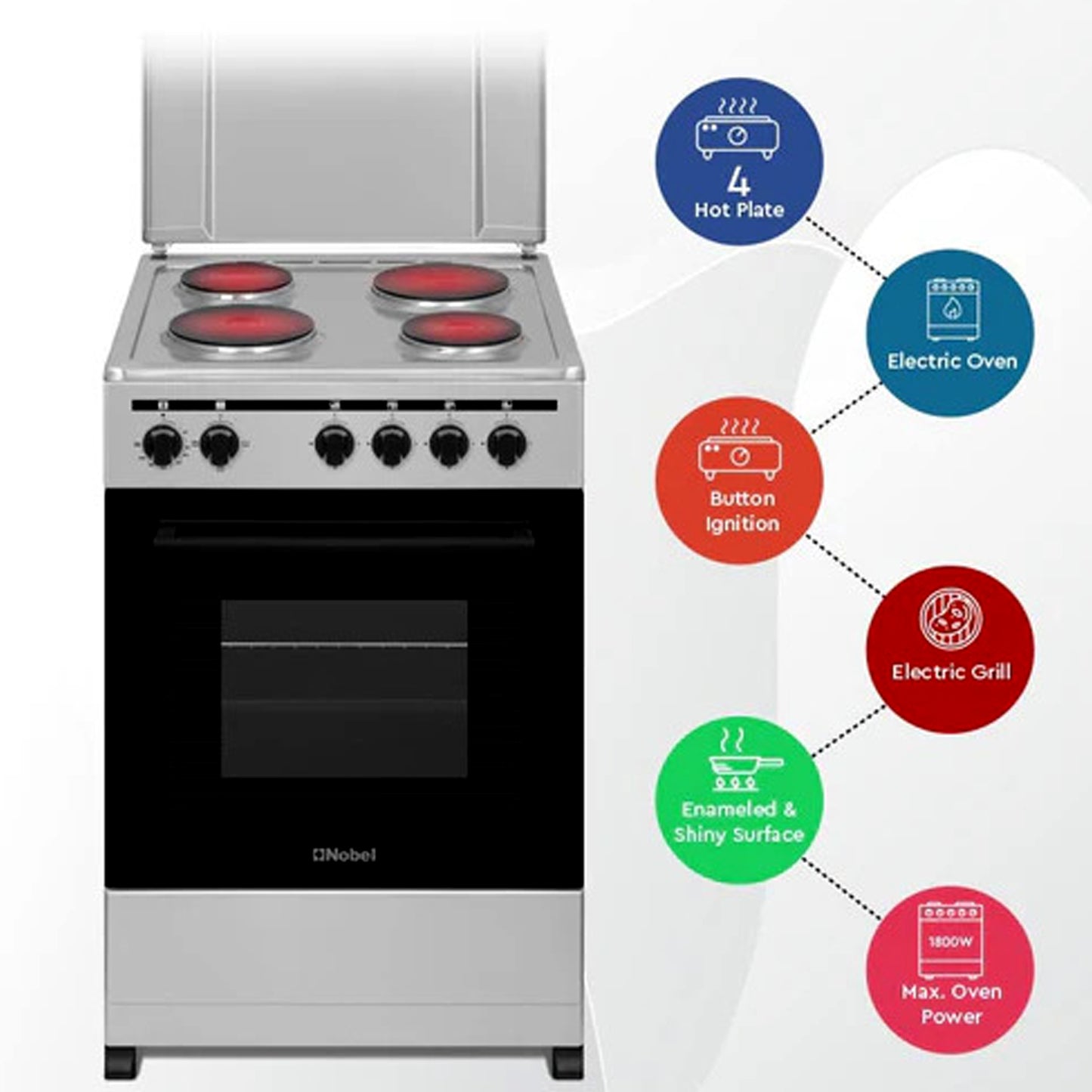 Nobel 50X50 Cm 4 Burner Electric Cooker, NGC5400-S