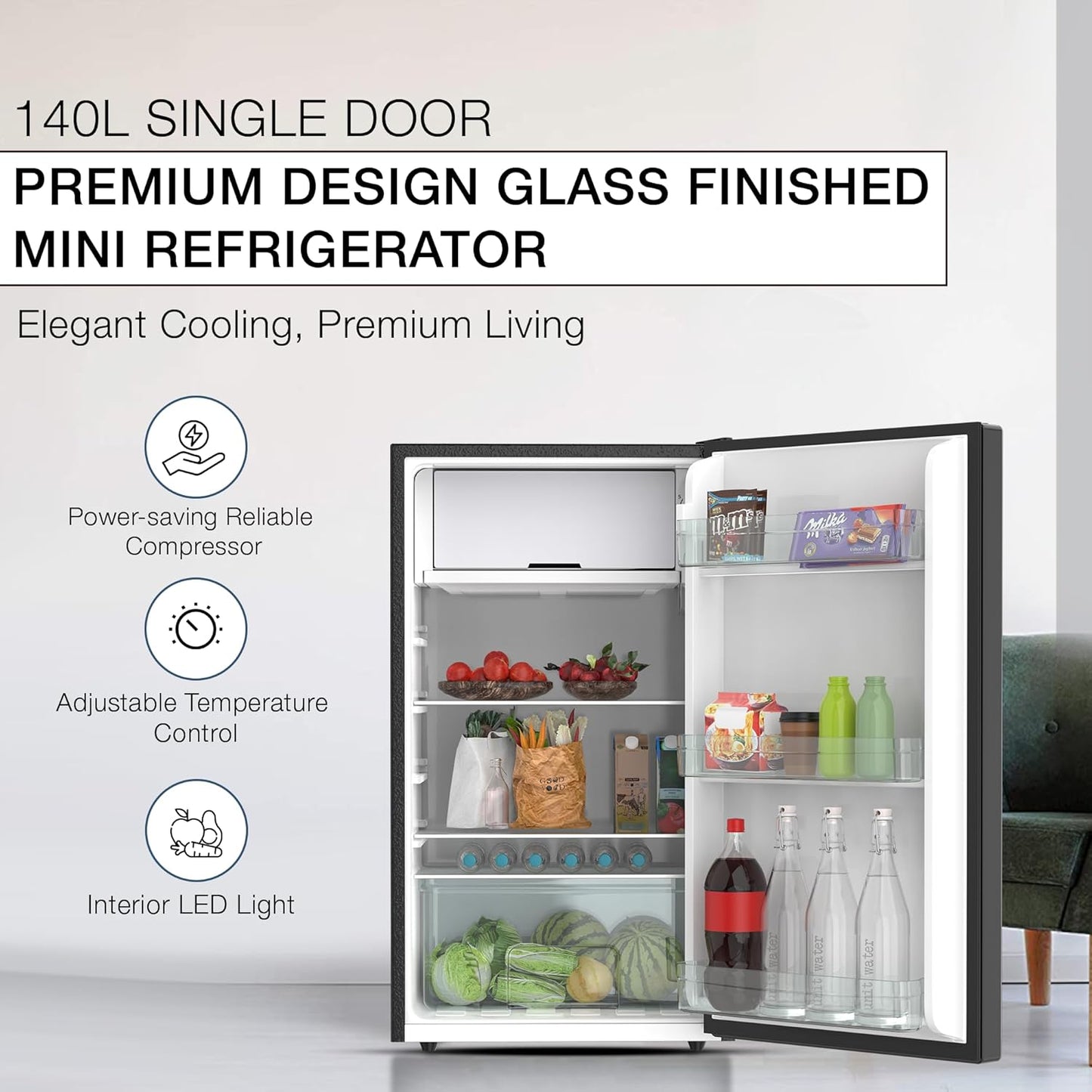 Nikai 140L Single Door Mini Refrigerator, NRF140G