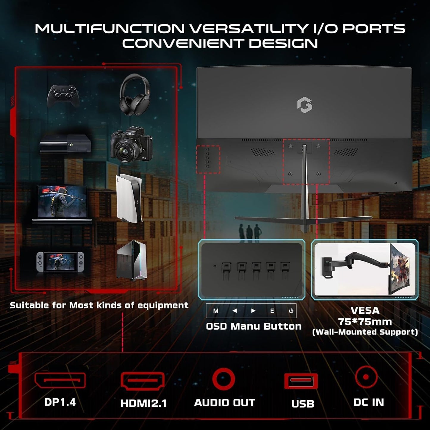 GAMEON 27” Curved Gaming Monitor, GOC27F180VA