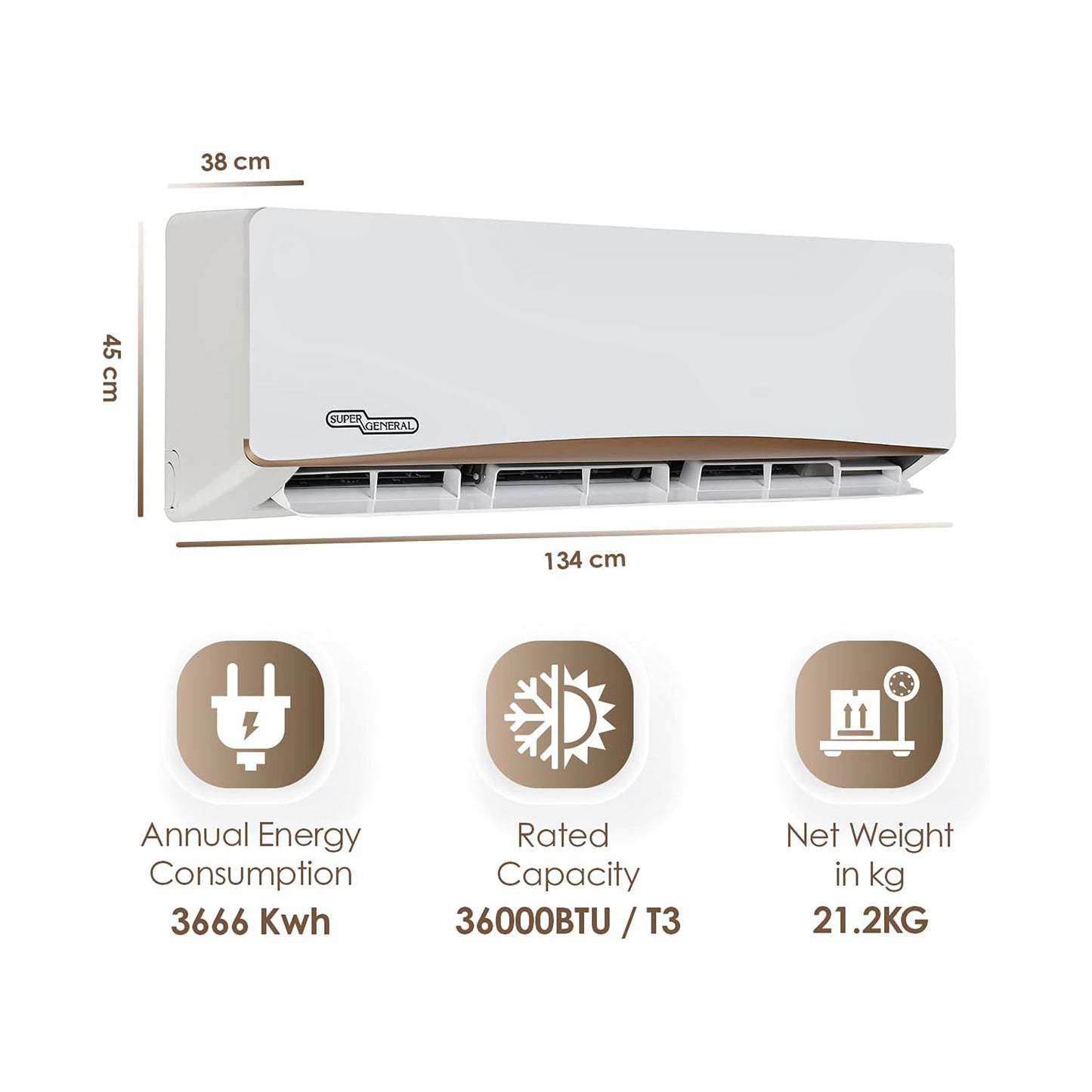 Super General 3 Ton Split Air Conditioner, SGS366GE