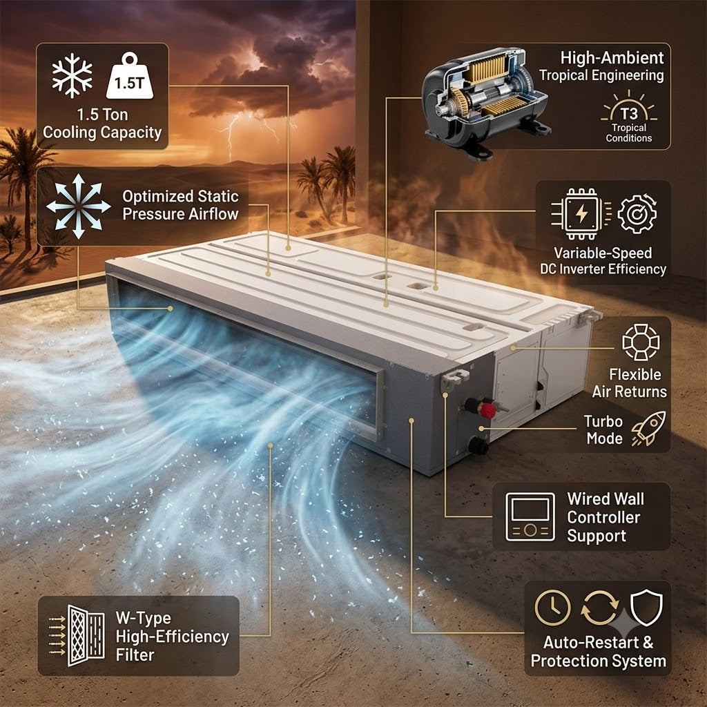 WestPoint 1.5 Ton Duct Type Inverter Air Conditioner, WDN-1824LTYA