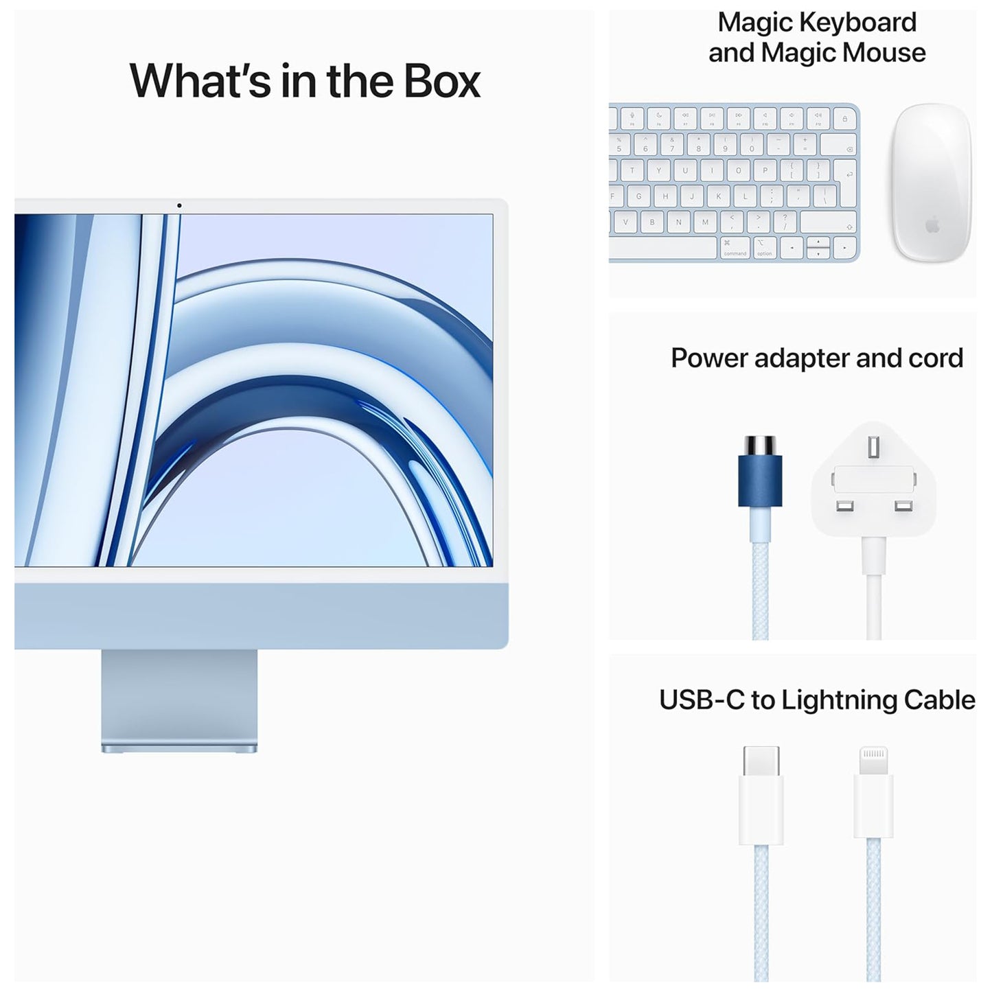Apple 2023 iMac (24-inch, Apple M3 chip with 8‑core CPU and 8‑core GPU, 8GB Unified Memory, 512GB) - Blue