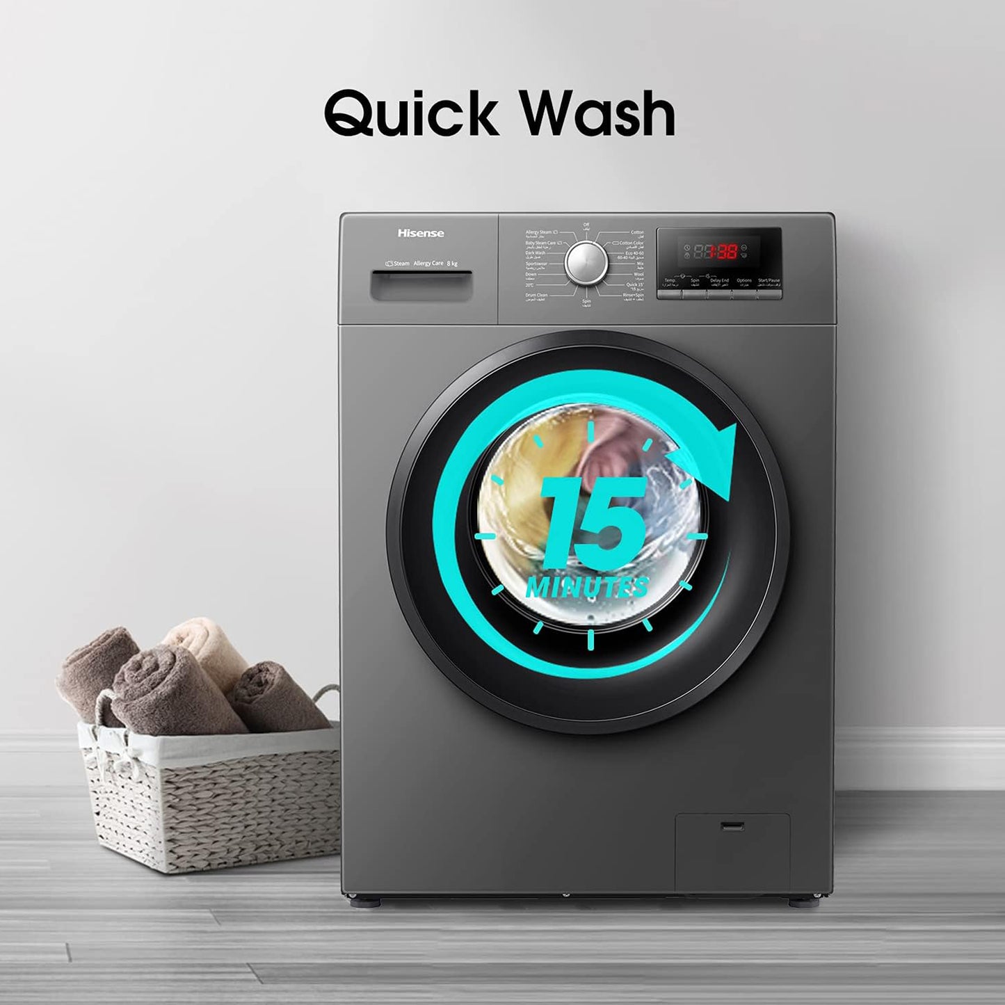 Hisense 8KG Fully Automatic Washing Machine, WFSQ8012VMT