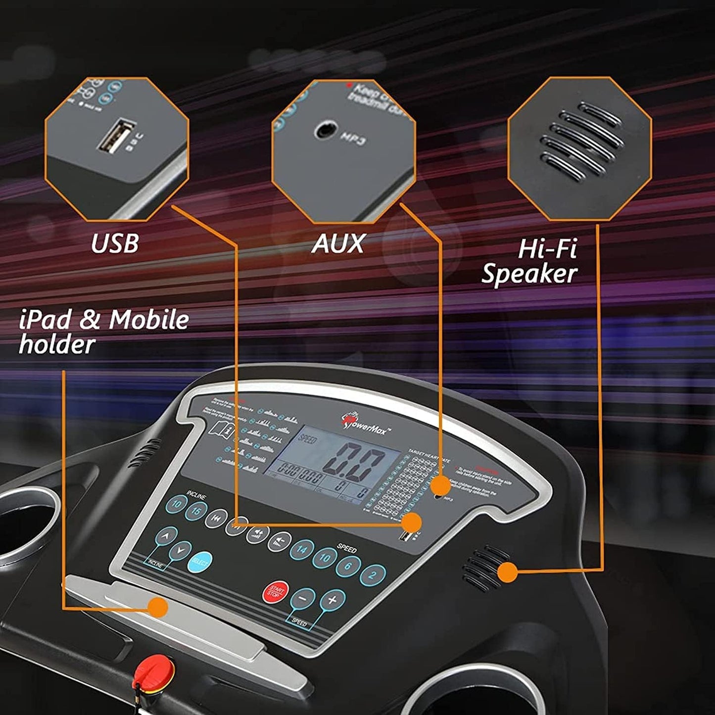 PowerMax Automatic Incline, & Semi-Auto Lubrication Treadmill, TDA-230M