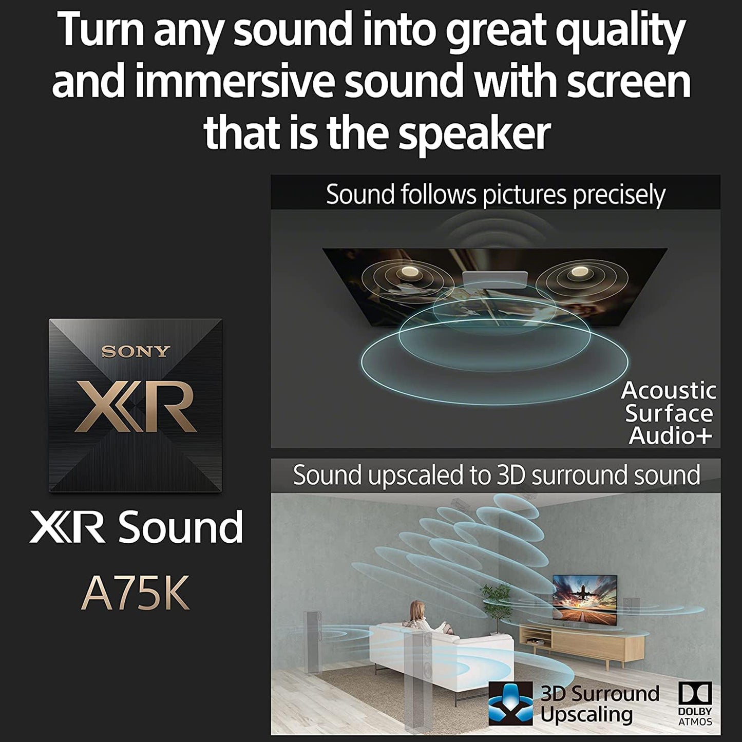 Sony 55 inch Android Smart OLED TV - 4K - 120Hz, 55A75K