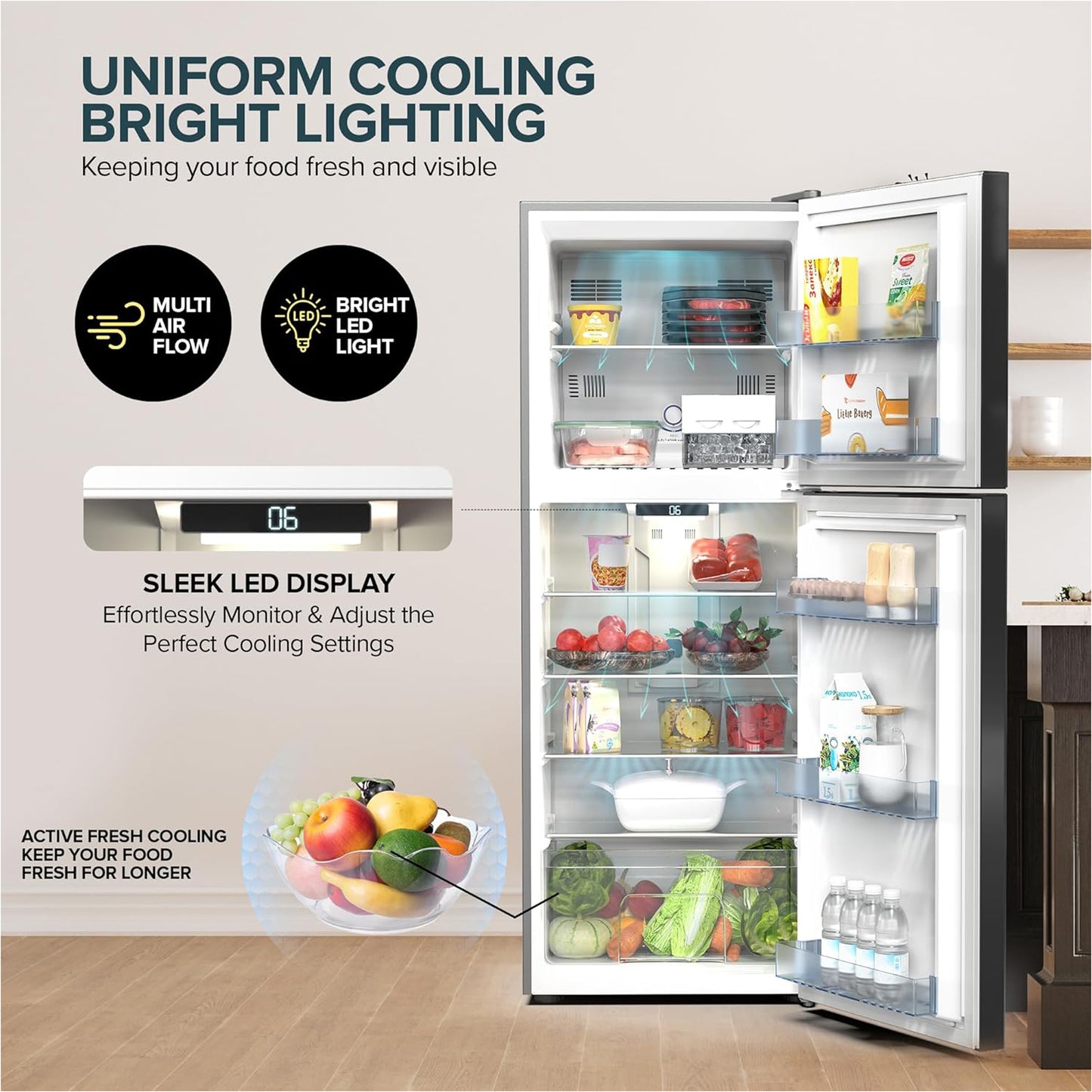 Nikai 510L Double Door Refrigerator, NRF510FSS