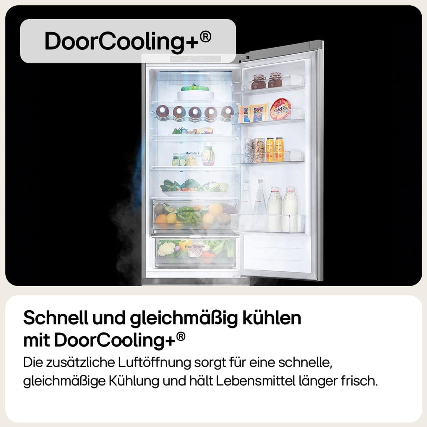 LG 387L No Frost Class A Fridge Freezer with FlatDoor Design, GBV7280AEV
