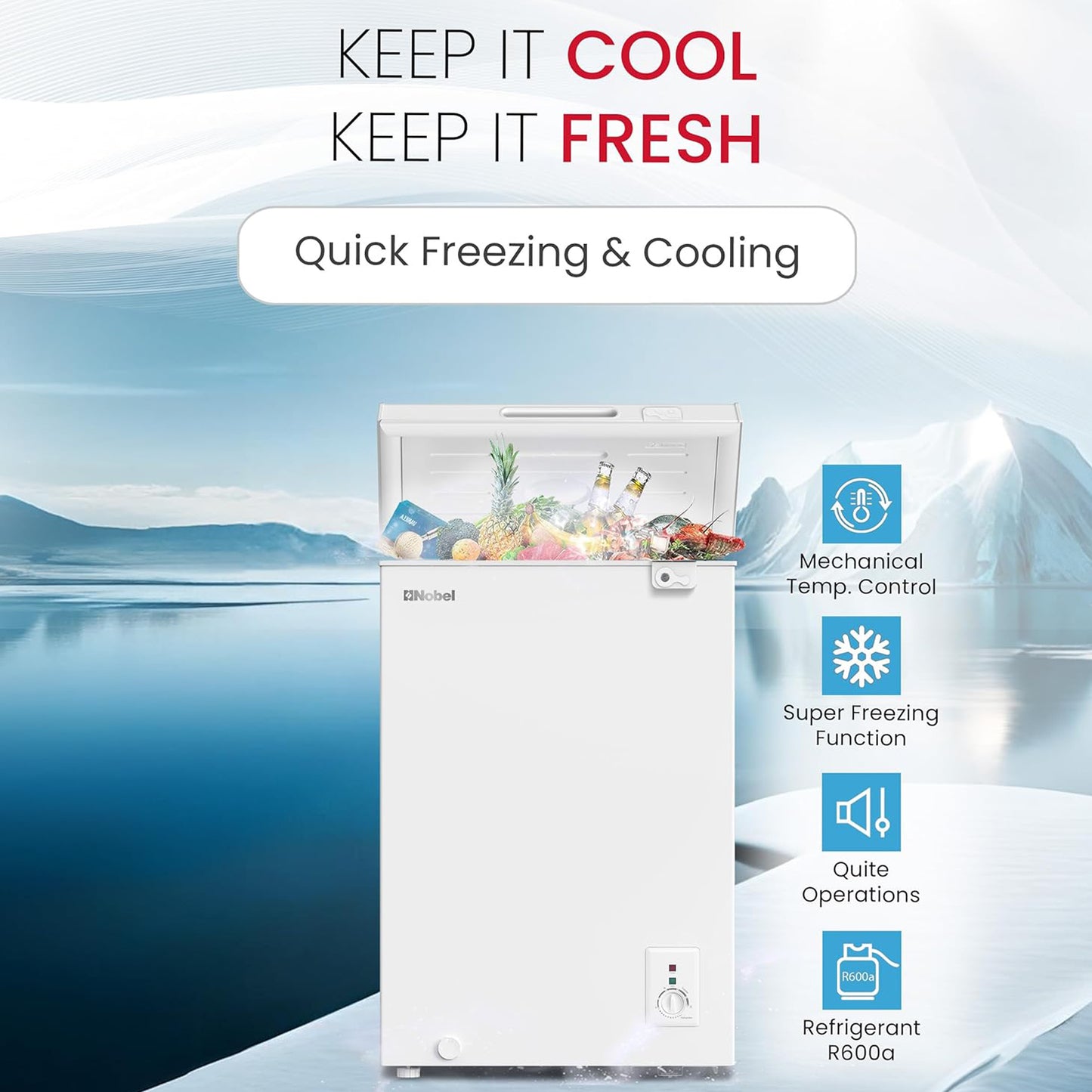 Nobel 145L Single Door Chest Freezer, NCF145
