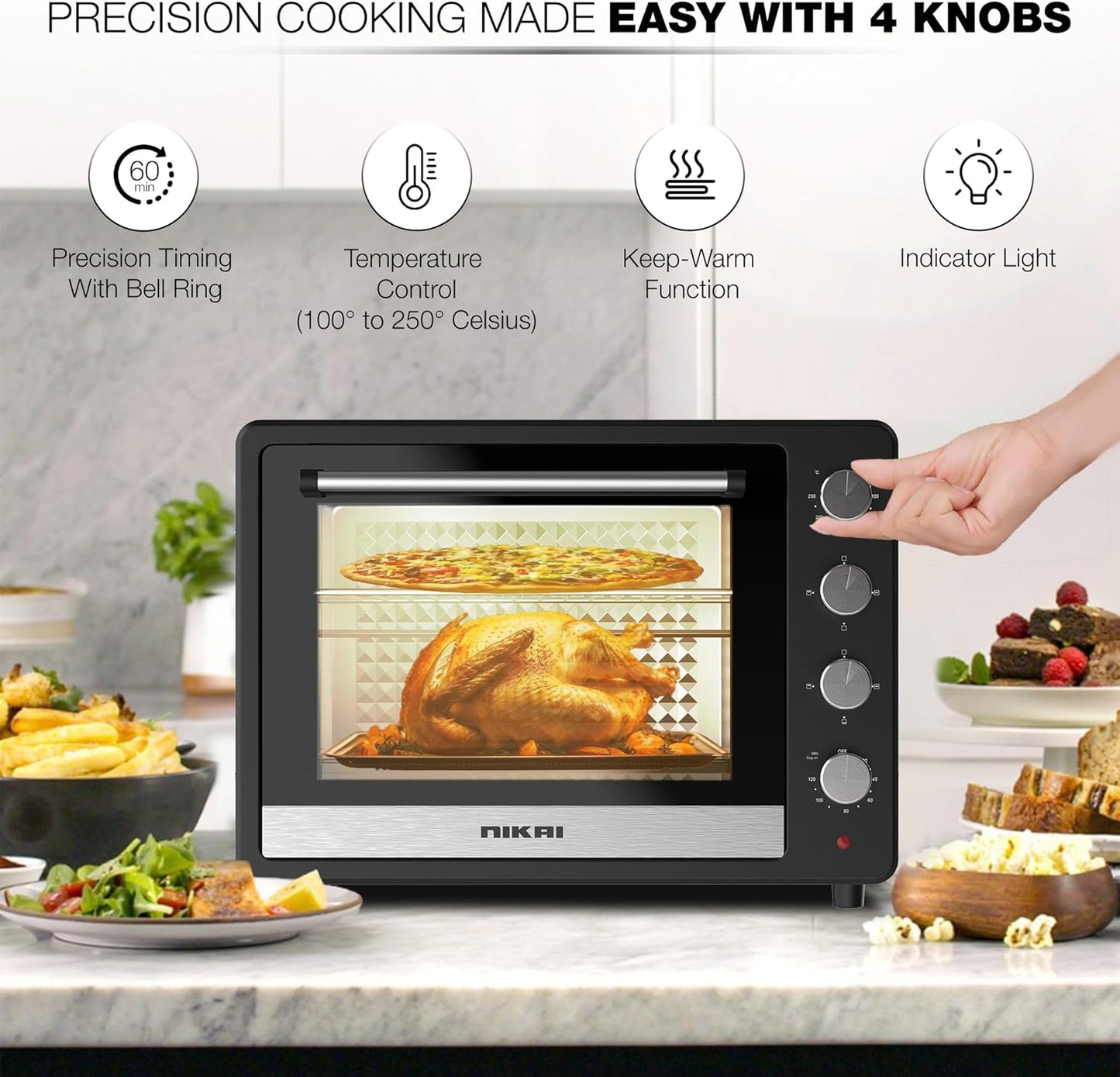 Nikai 65L Electric Oven with Adjustable Temperature, NT6500SRC2