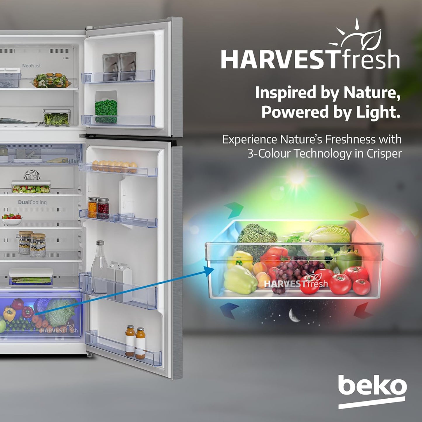 Beko 409L Double Door Refrigerator, RDNT401XS