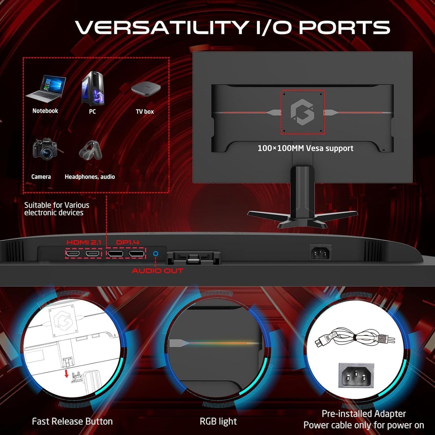 Gameon 27 inch Dominator Series Gaming Monitor - 240Hz, GOMD27QHD240IPS