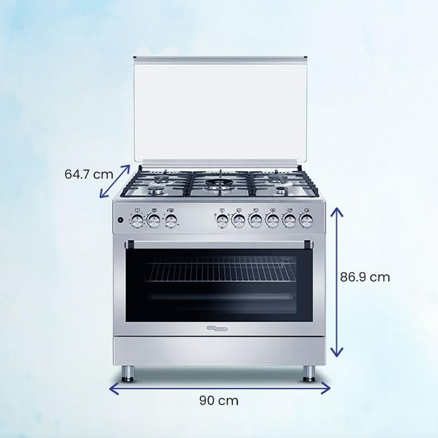 Super General 90X60 Cm 5 Burner Cooking Range with Turbo Fan, SGC9607FSHGF