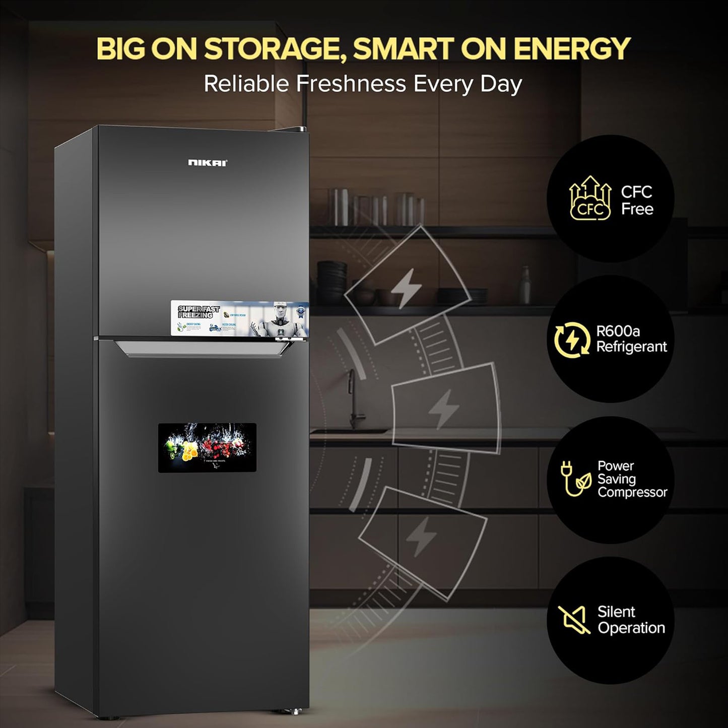 Nikai 510L Double Door Refrigerator, NRF510FSS