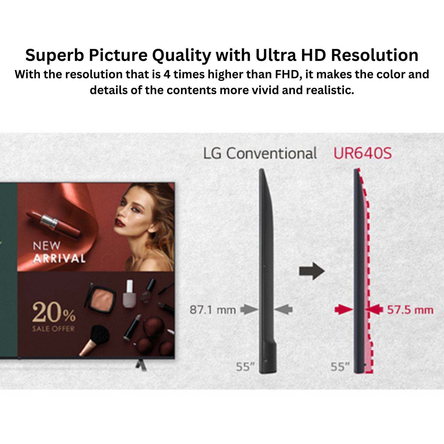 LG 65 inch Digital Signage Display - 4K, 65UR640S