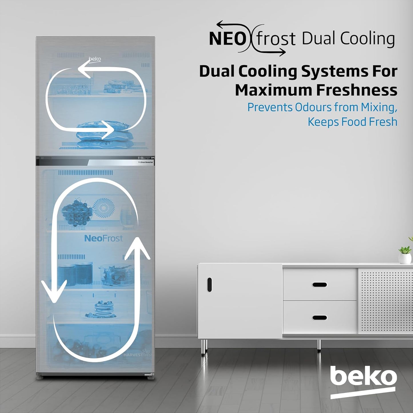 Beko 250L Top Mount Refrigerator, RDNT300XS