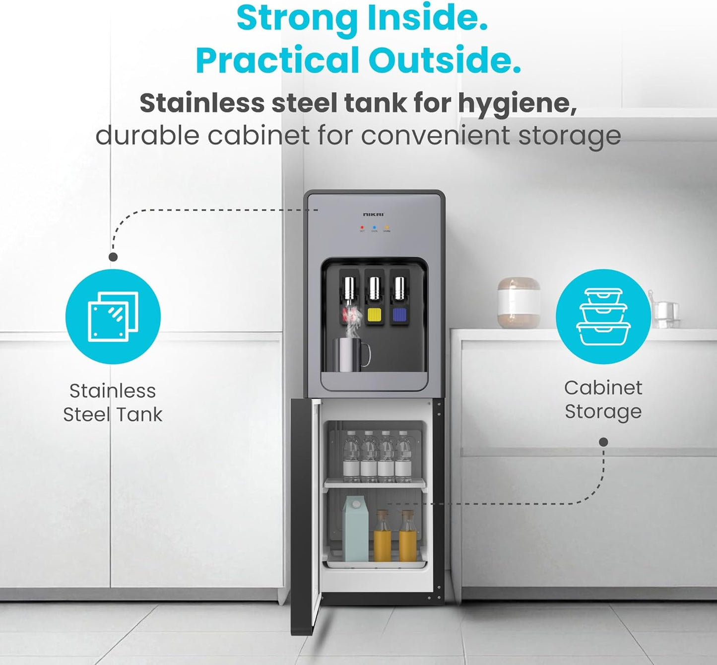 Nikai 3-Tap Water Dispenser with Hot, Cold & Normal Water, NWD999C