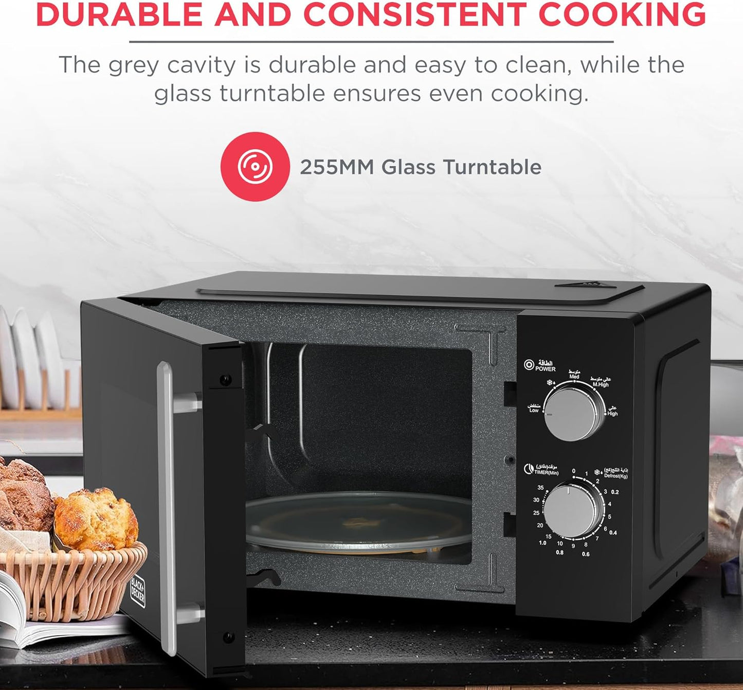 Black+Decker 20L Microwave Oven, MZ2005P-B5