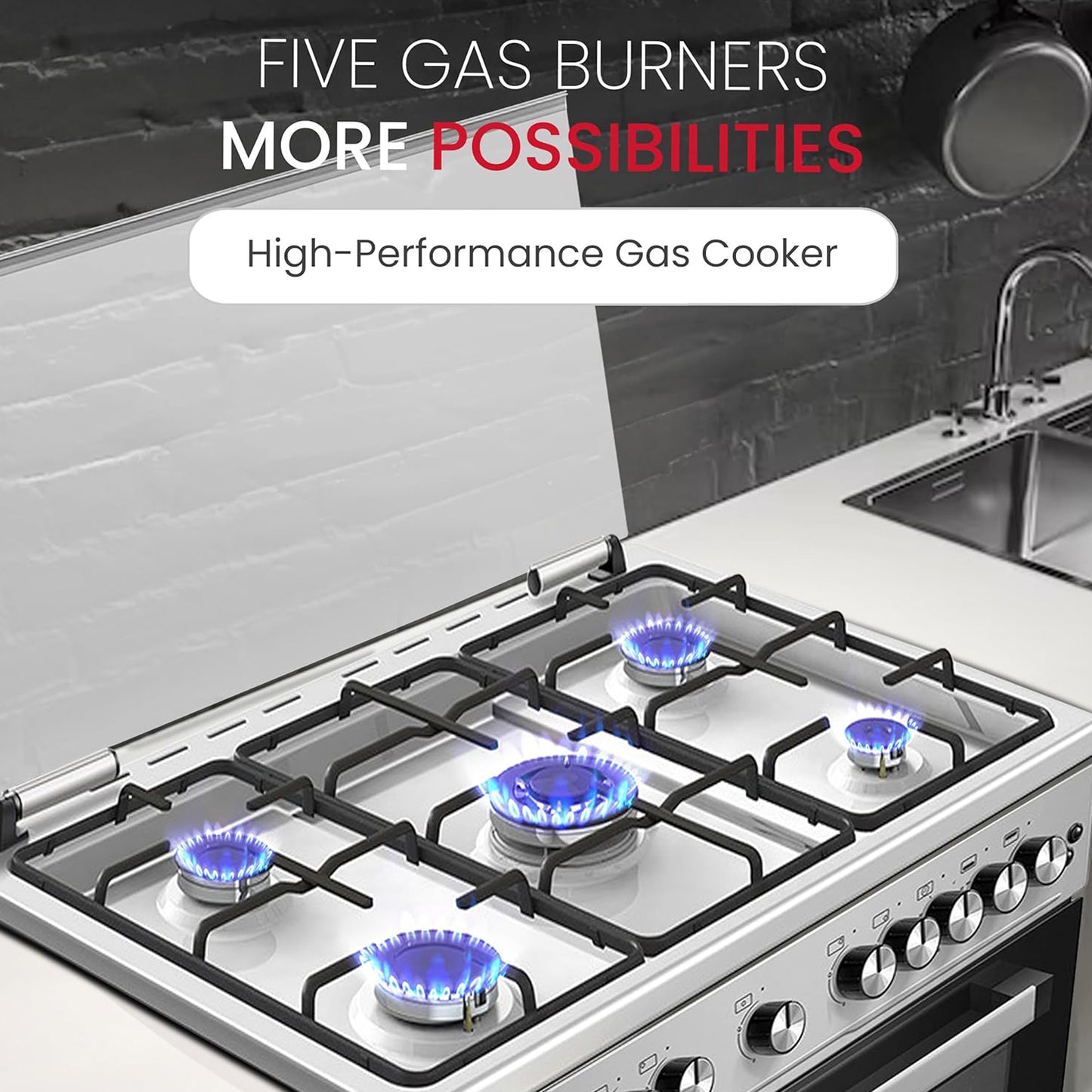 Nobel 90X60 Cm 5 Burner Cooking Range, NGC9699I