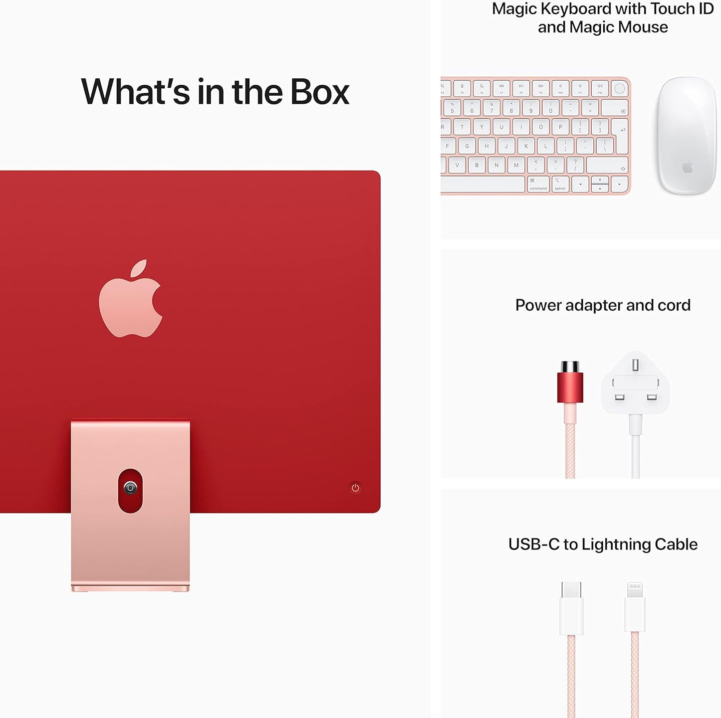 Apple iMac (24-inch, Apple M1 chip with 8‑core CPU and 8‑core GPU, 8GB RAM, 256GB) - Red