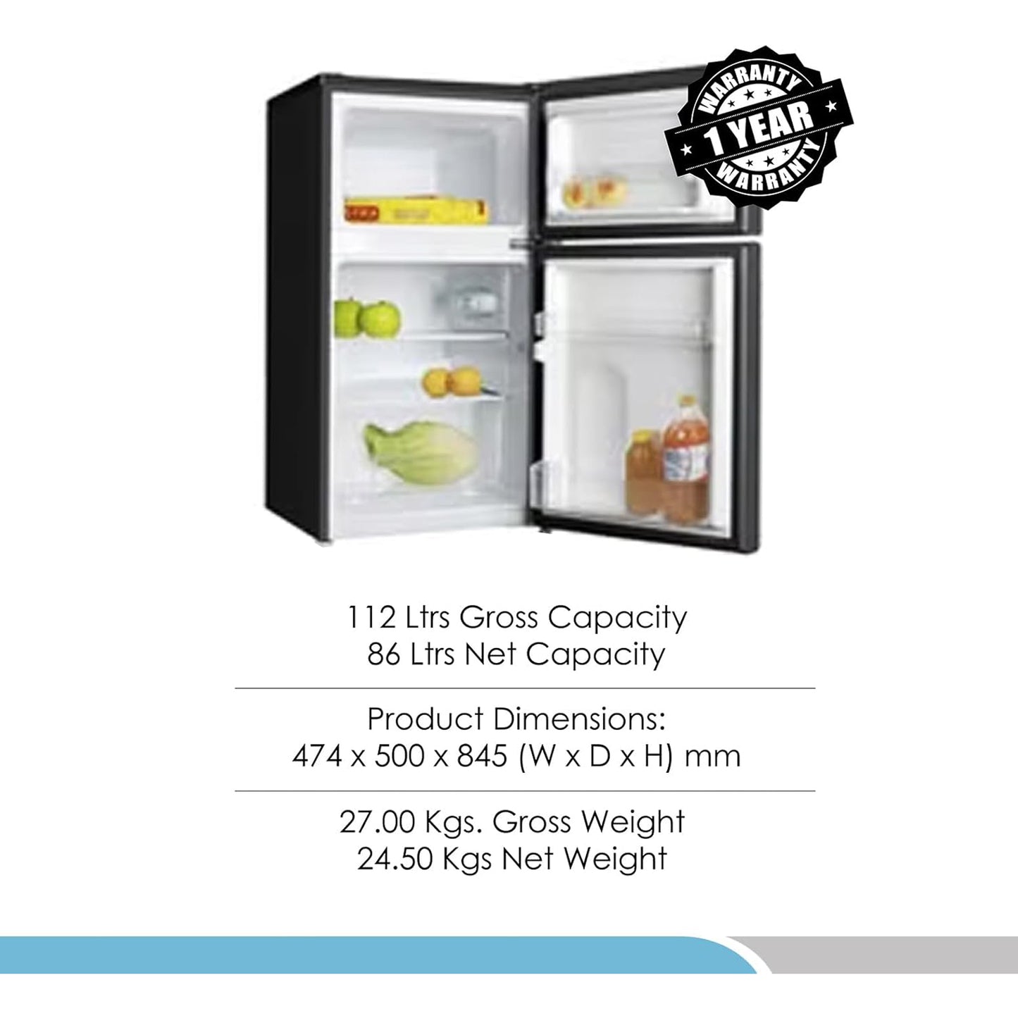 Bompani 100L Double Door Refrigerator, BR100SS
