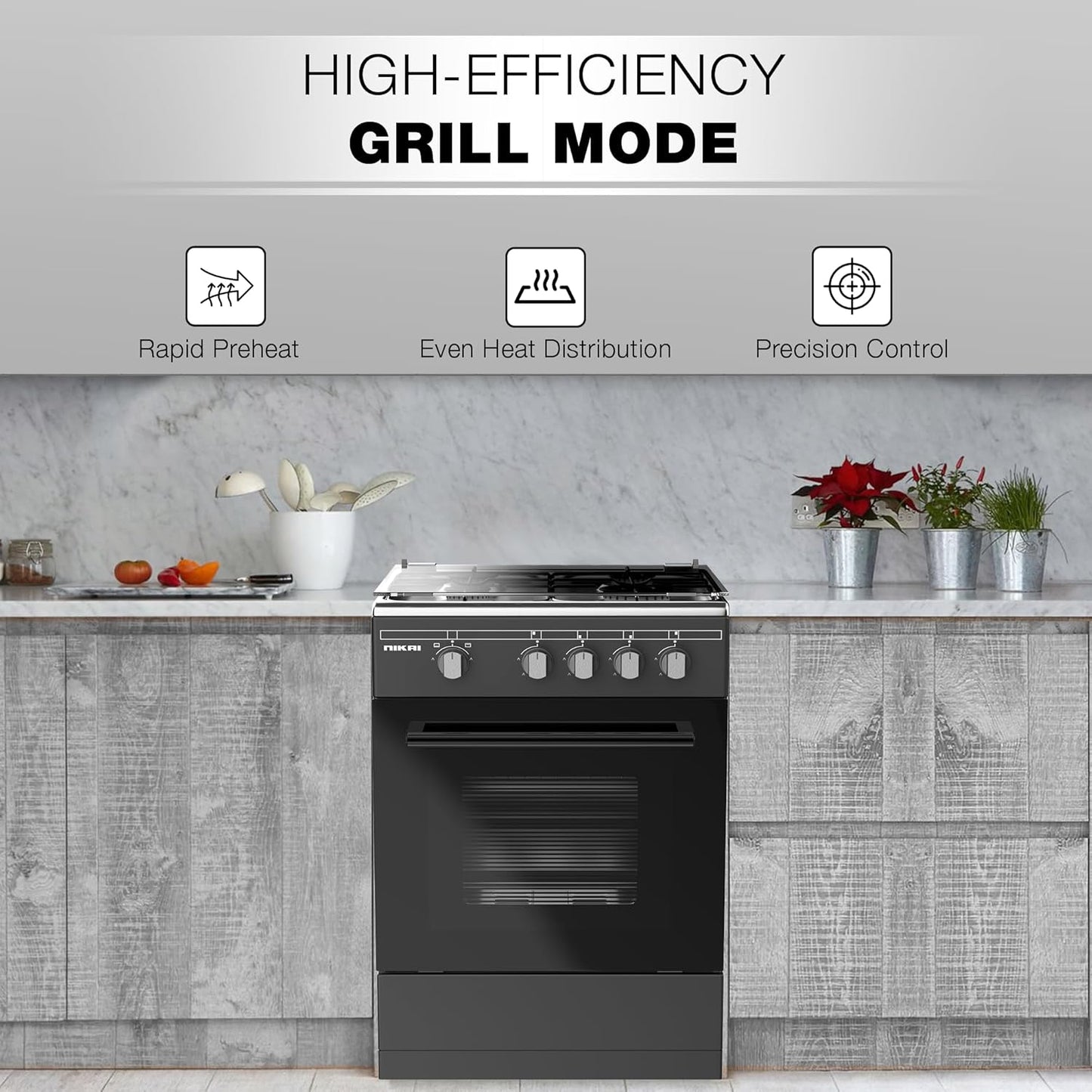 Nikai 50x55 Full Safety 4 Burner Gas Cooker, U3110NBFS