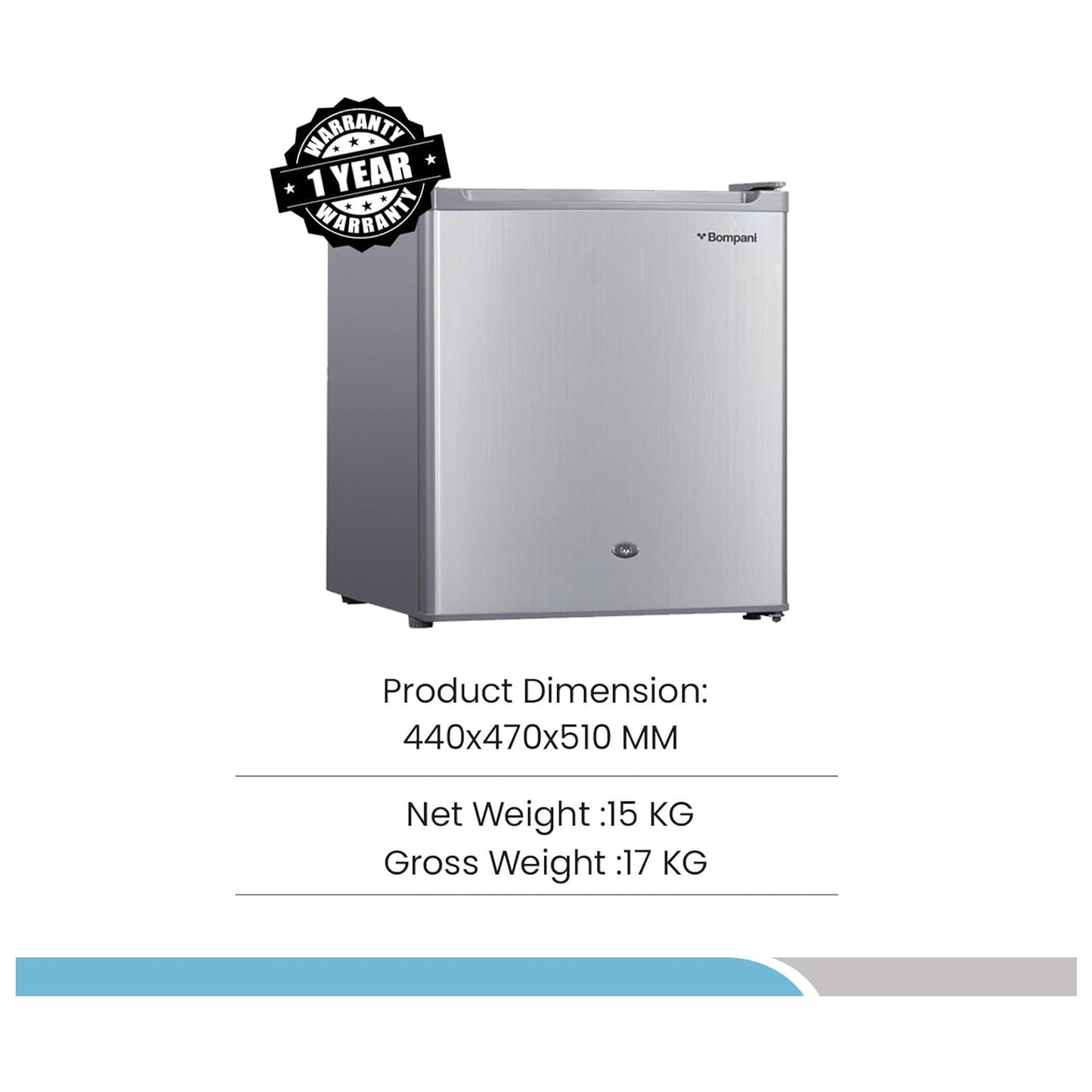 Bompani 64L Single Door Refrigerator, BR-64 SLVR