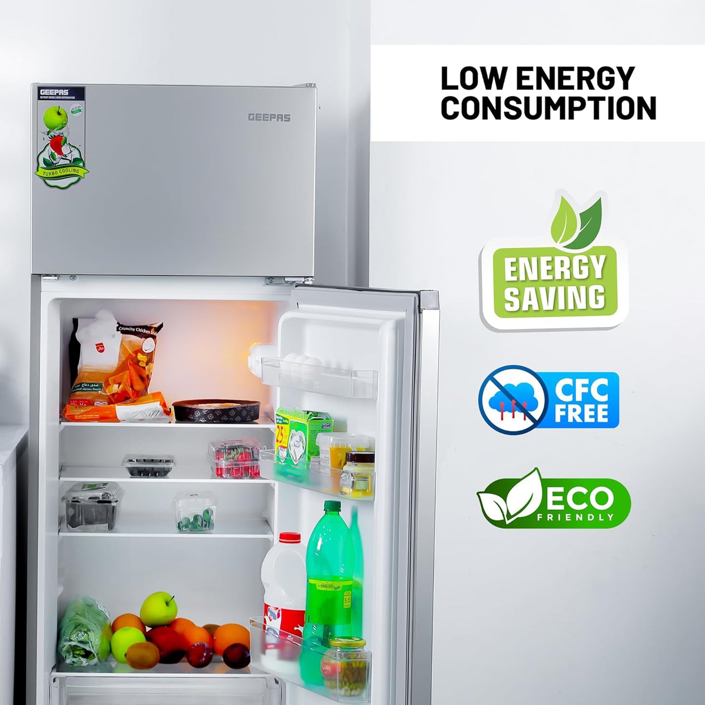 Geepas 240L Top Mount Refrigerator, GRF2400SXE
