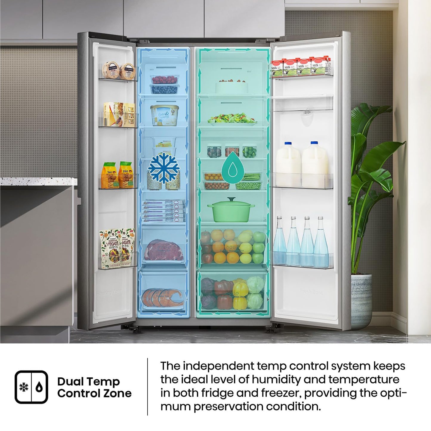 Hisense 869L Two Door Side by Side Refrigerator, RS3N668SMI3