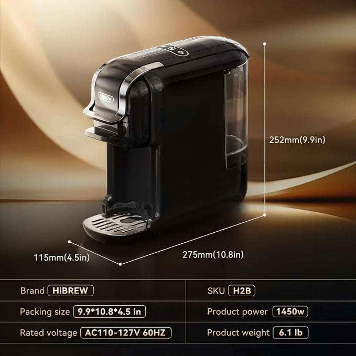 HiBREW 5 in 1 Multiple Capsule Coffee Machine 20Bar, H2B