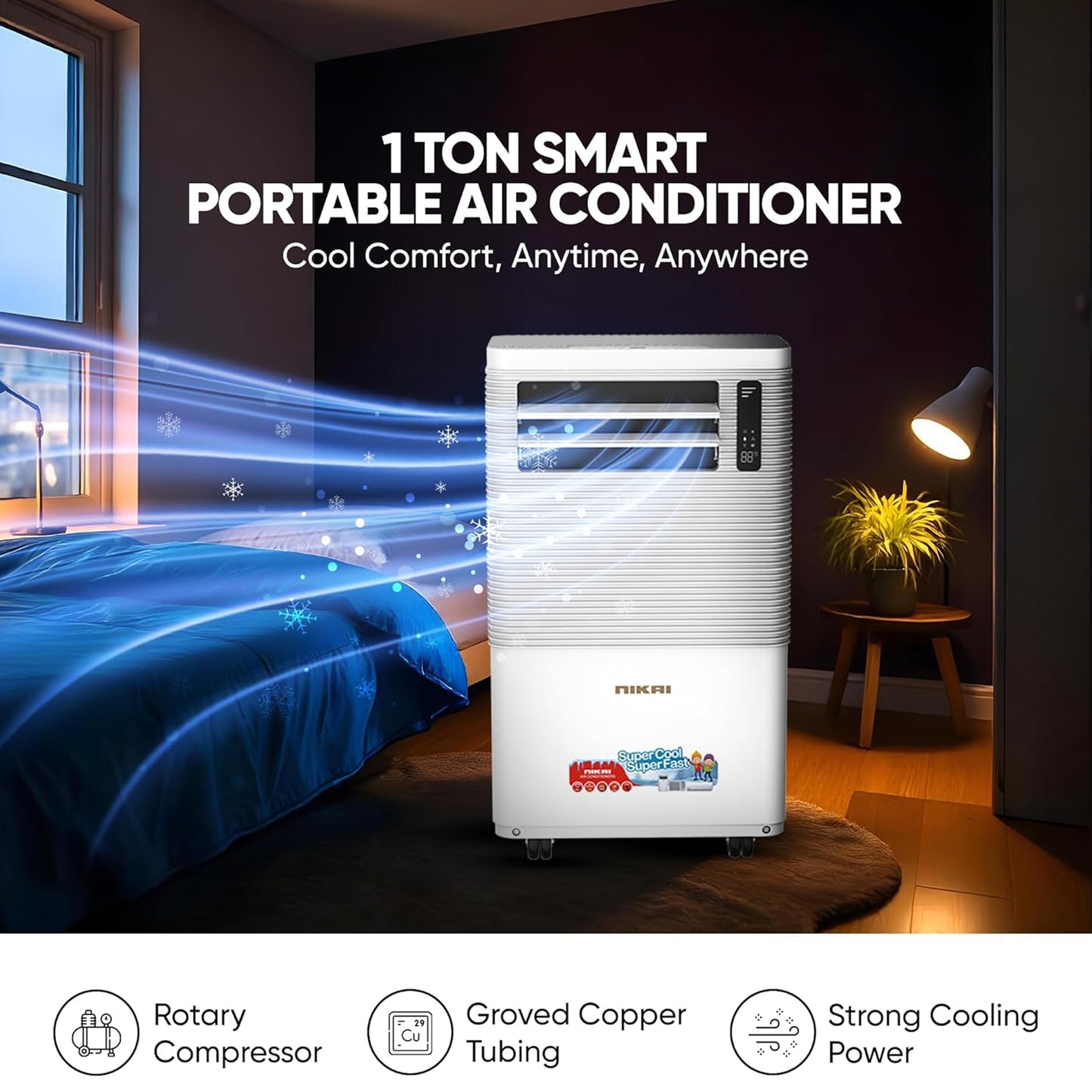 Nikai 1 Ton Portable Air Conditioner, NPAC12512A5