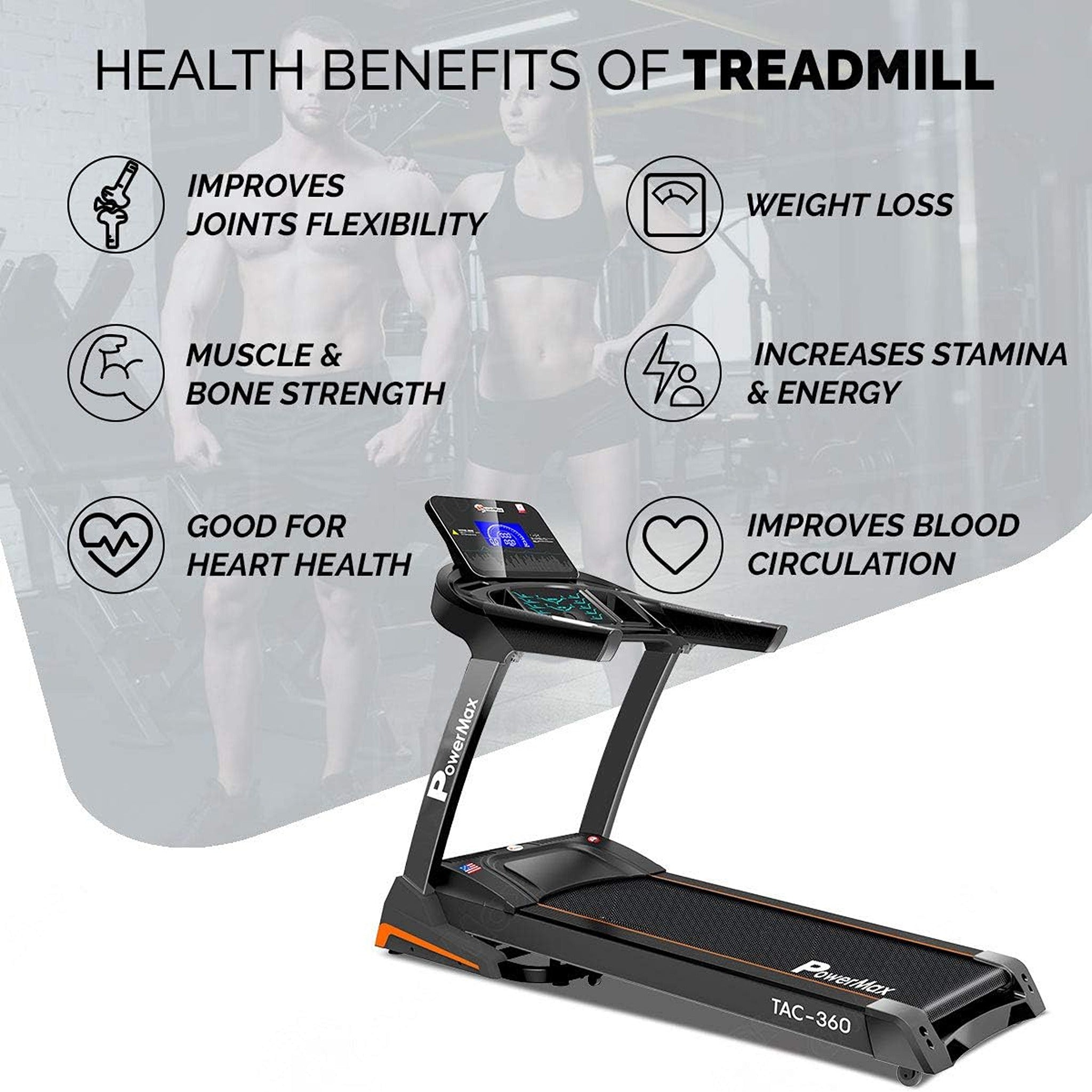 PowerMax Commercial Automatic Incline Motorized Treadmill TA C4